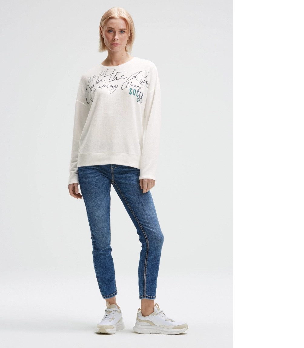 SOCCX Rundhalspullover,Flauschpullover mit Wording Print günstig online kaufen