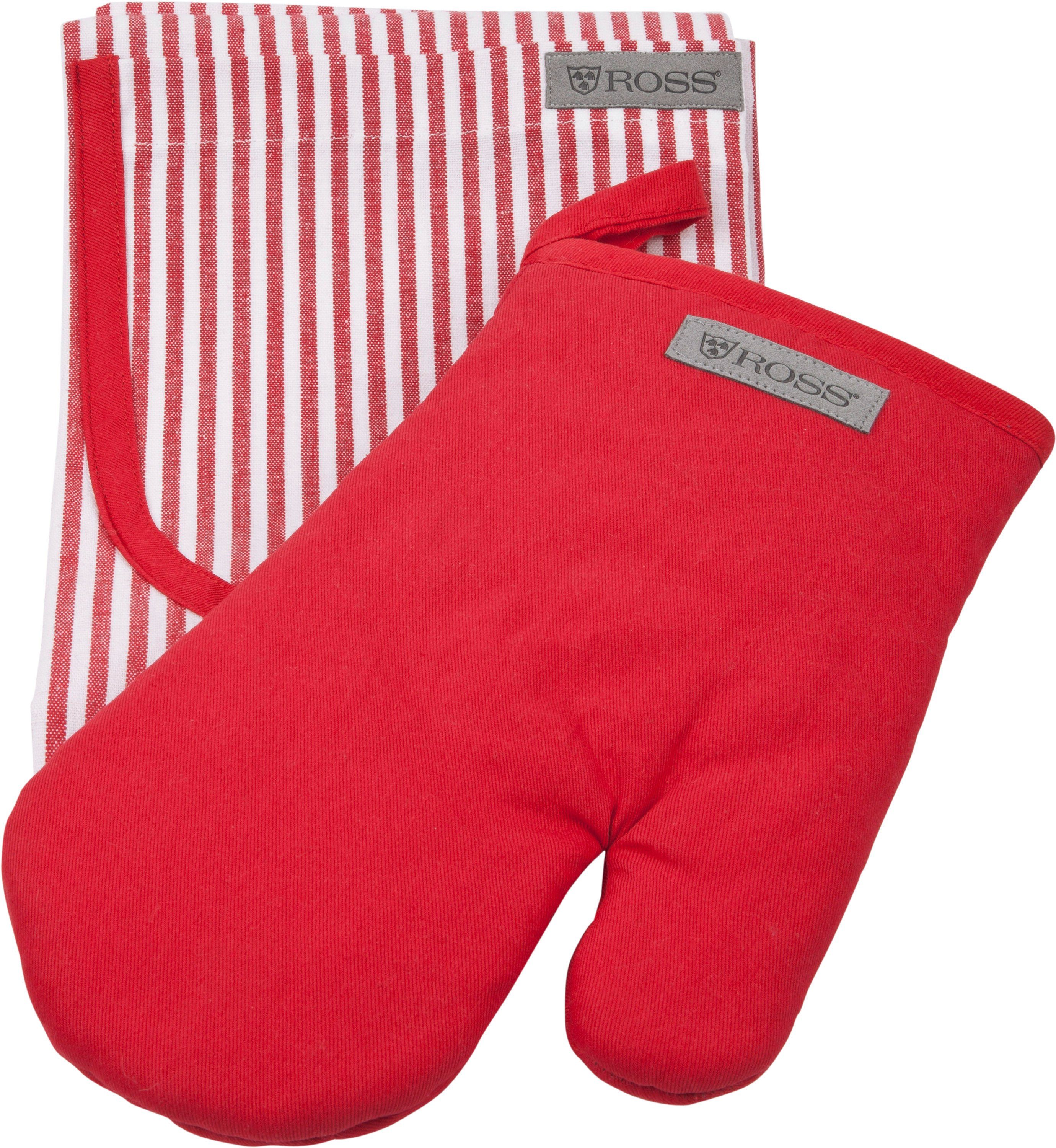 ROSS Grillhandschuhe Exclusiv, (Set, 2-tlg), inkl. Latzschürze, 100% Baumwolle