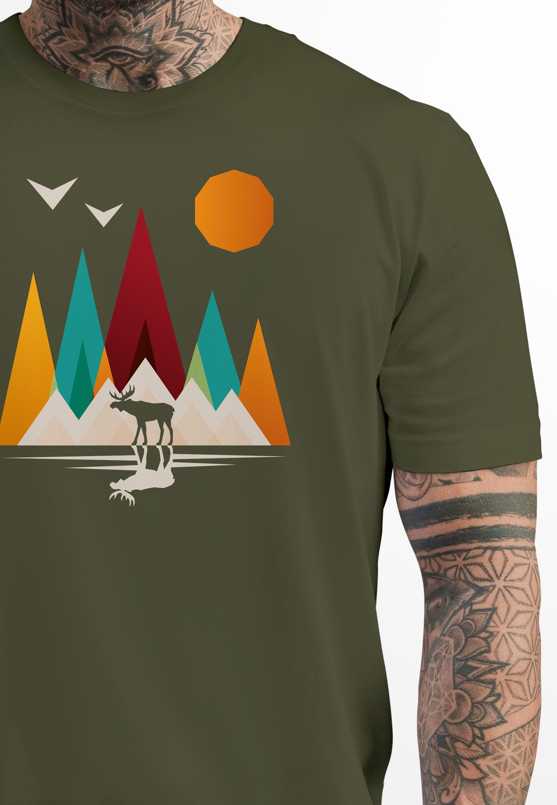 Neverless Print-Shirt Herren T-Shirt Berge Elch günstig online kaufen