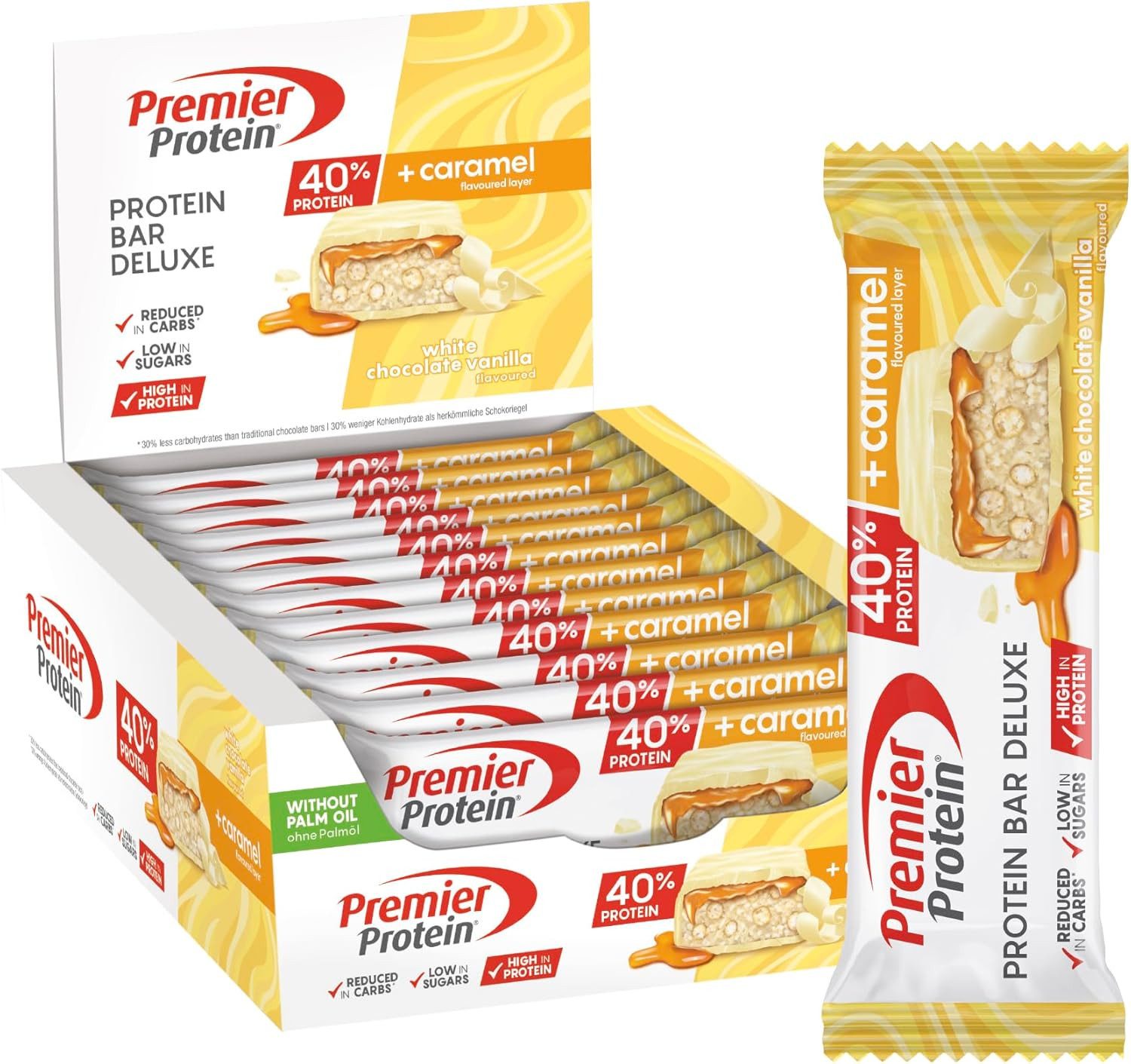 Premier Protein 12x50g Eiweißriegel Bar Deluxe 40% Riegel, 12 er 12 St., 600 g