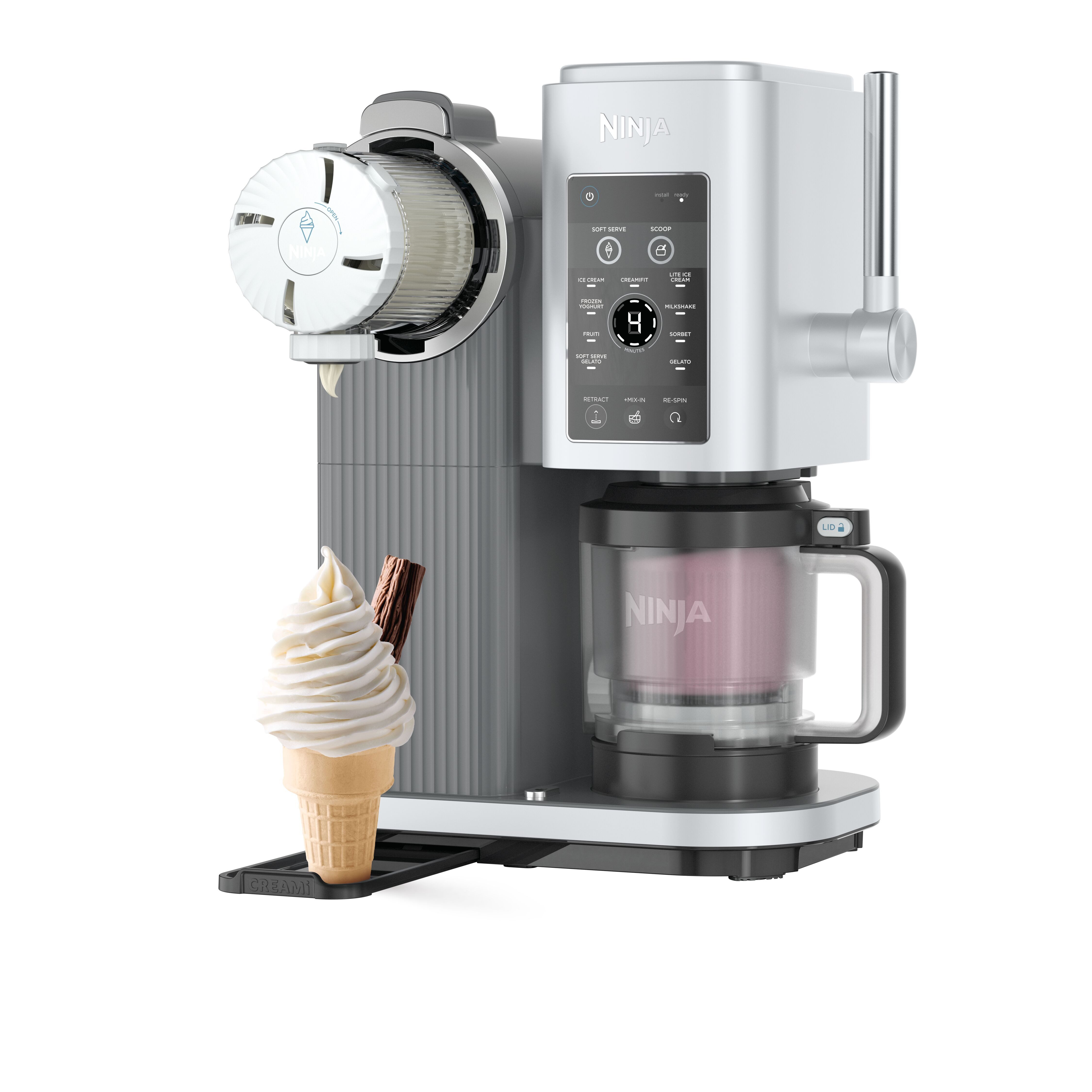 NINJA Eismaschine Ninja CREAMi Scoop & Swirl 13-in-1 Softeis- und Eismaschine NC701EU, 0,48 l, Softeis & Eismaschine NC701EU