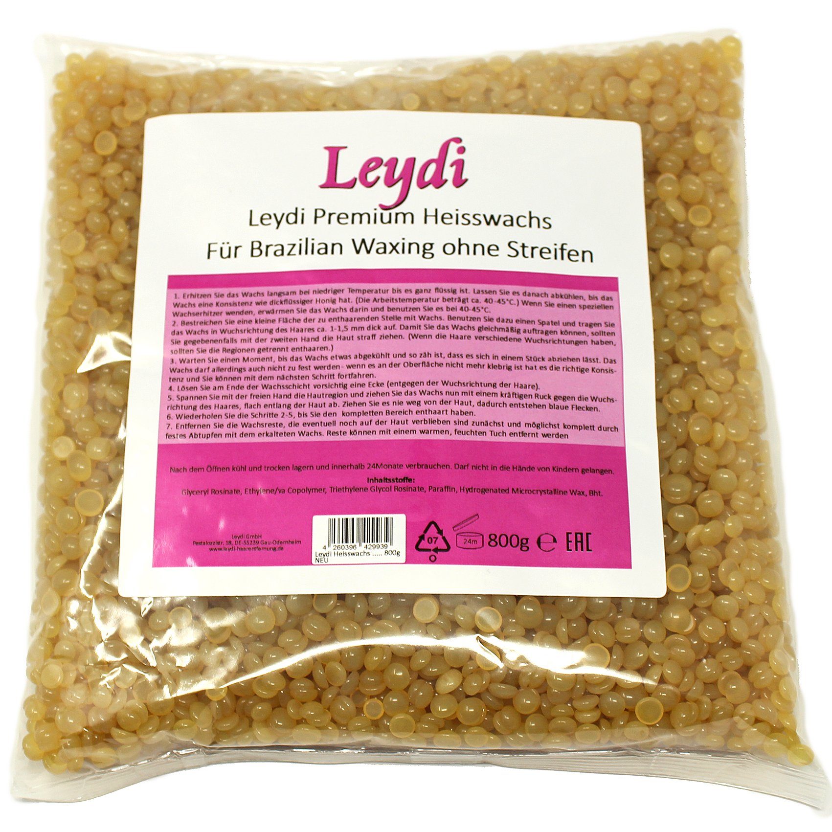 Enthaarungswachs Leydi elastisch, 800g, sehr Filmwax, Leydi Filmwax Heisswachs besonder 4x Perlen ergiebig