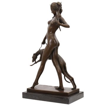 Aubaho Skulptur Bronzeskulptur Bronze Figur Göttin Diana Hund nach McCartan Antik-Stil