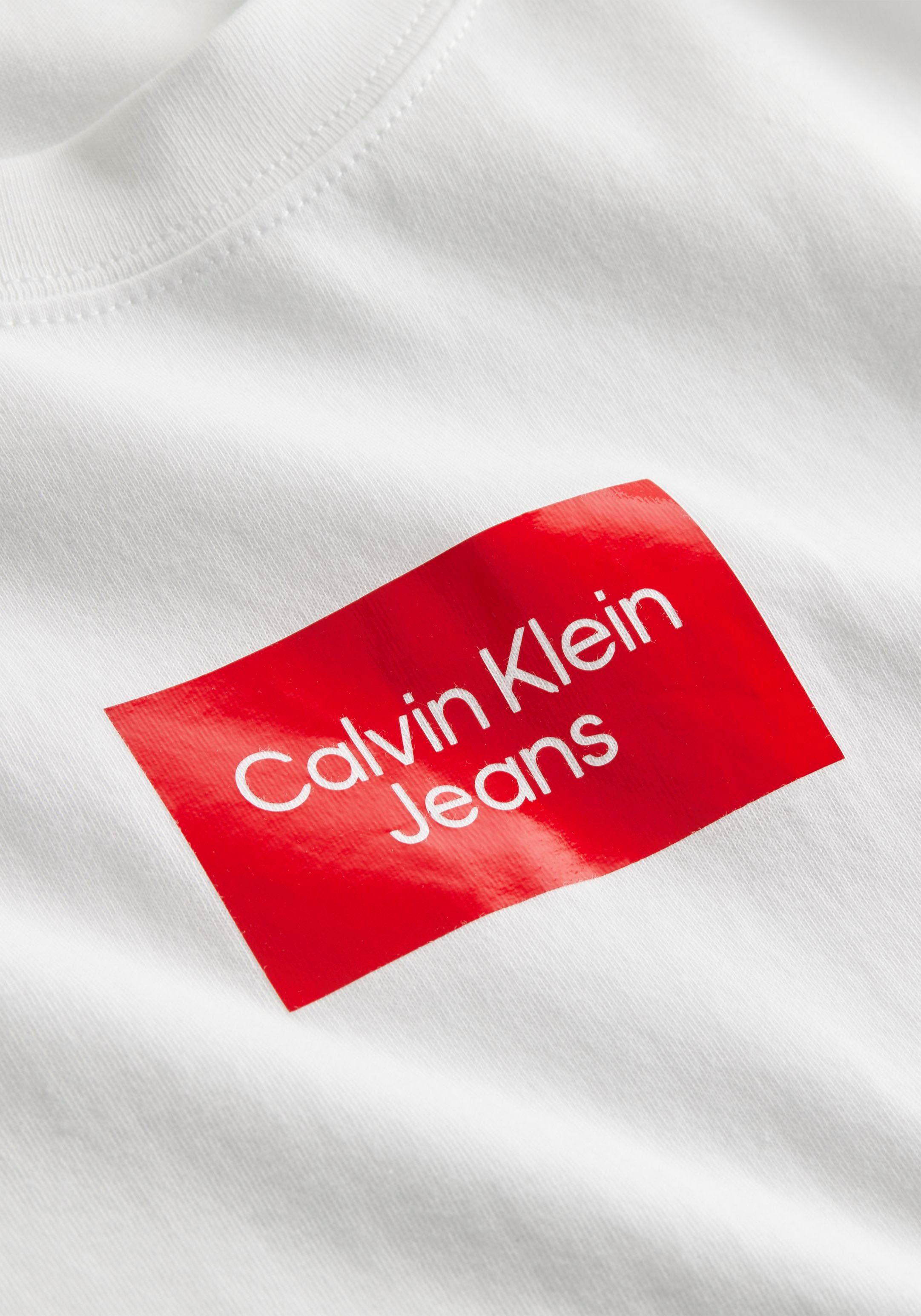 BOX T-Shirt SMALL CENTER Klein mit Logodruck Jeans White Calvin TEE Bright