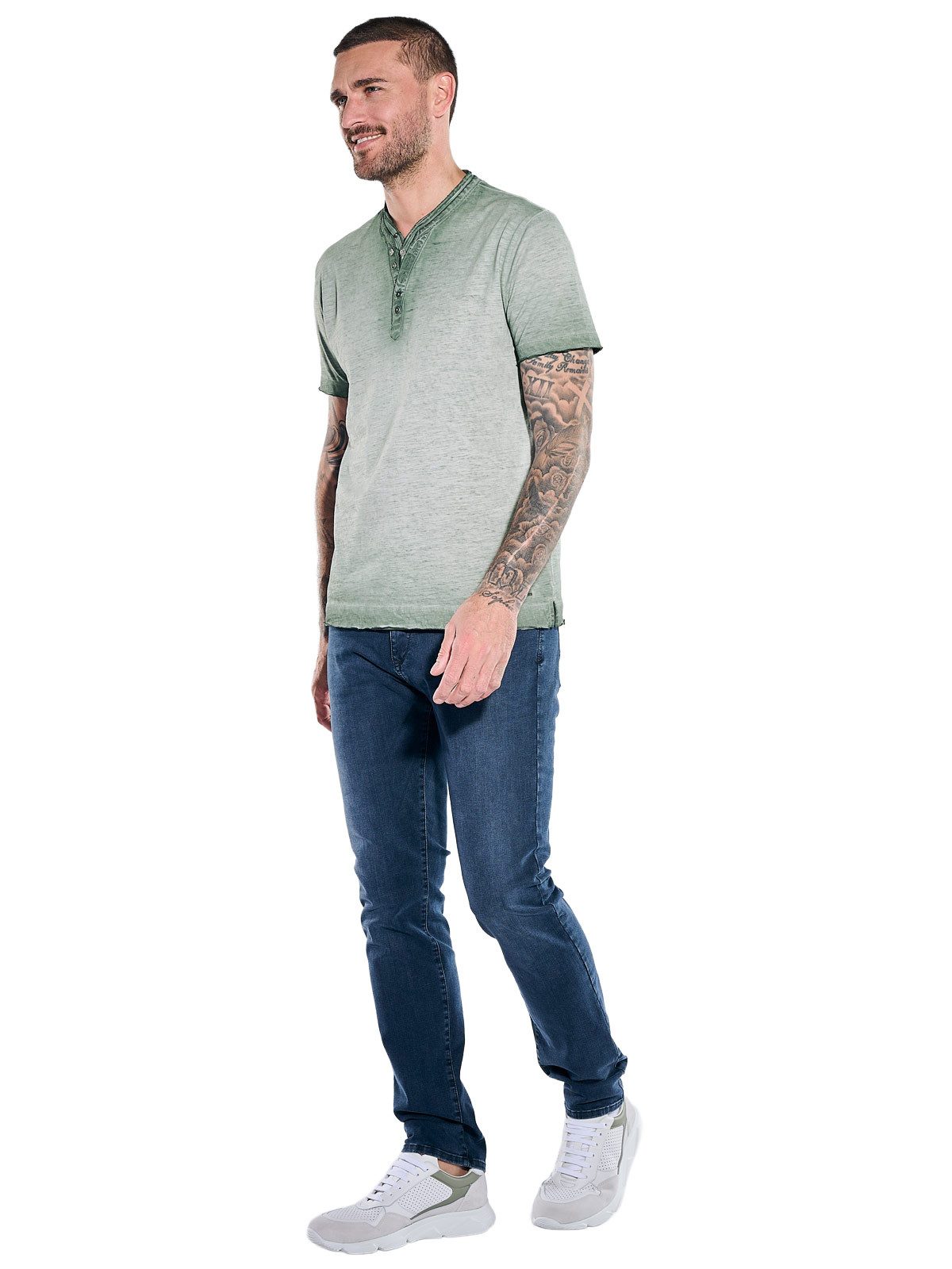 emilio adani T-Shirt Herren Henley T-Shirt, Dunkelgruen