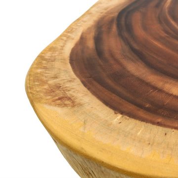 Licht-Erlebnisse Couchtisch LOEI, Baumscheibe Massivholz 80-90 cm Akazie mit Rollen