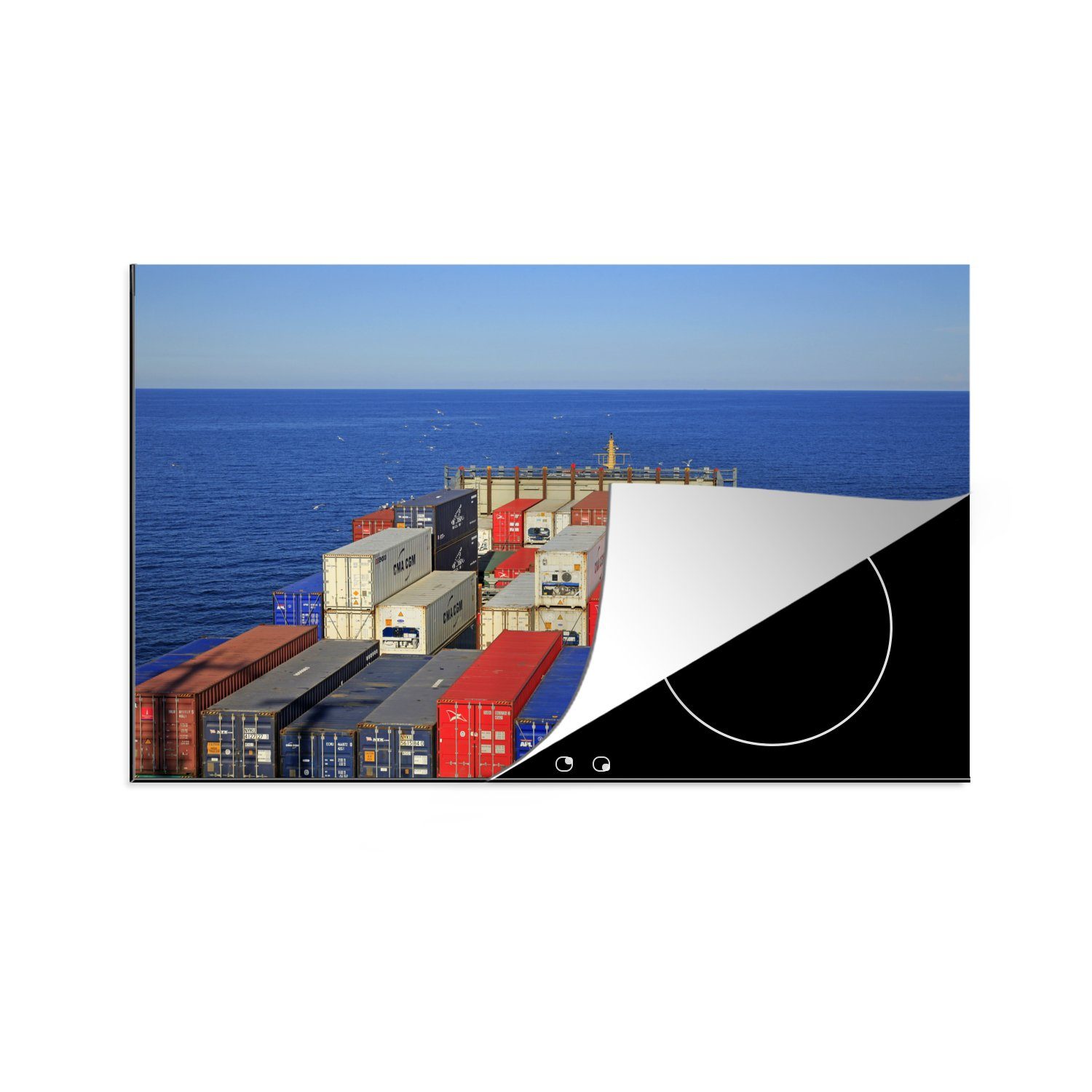 küche, Ceranfeldabdeckung - Schutz Boot, tlg), die cm, 81x52 für Containerschiff Vinyl, - (1 Ostsee Herdblende-/Abdeckplatte MuchoWow Induktionskochfeld