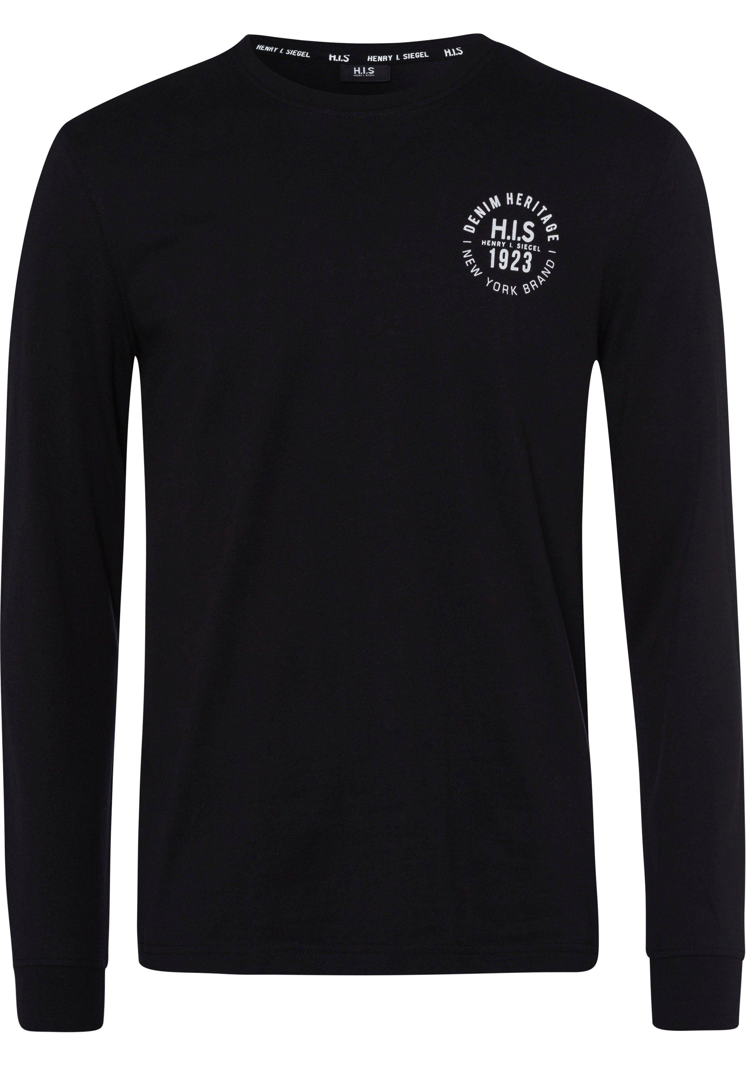 H.I.S Langarmshirt (Packung, 2-tlg., 2er-Pack) Langarm, bedruckt, Rundhalsausschnitt, aus 100% Baumwolle