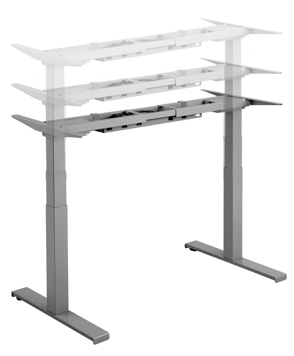 Xantron Schreibtisch höhenverstellbar lichtgrau Tischplatte Vollholz Buche 160x80cm (2 Motoren, LED-Controller mit Memory-Funktion), inkl. Kabelmanagement, geölte Kernbuche
