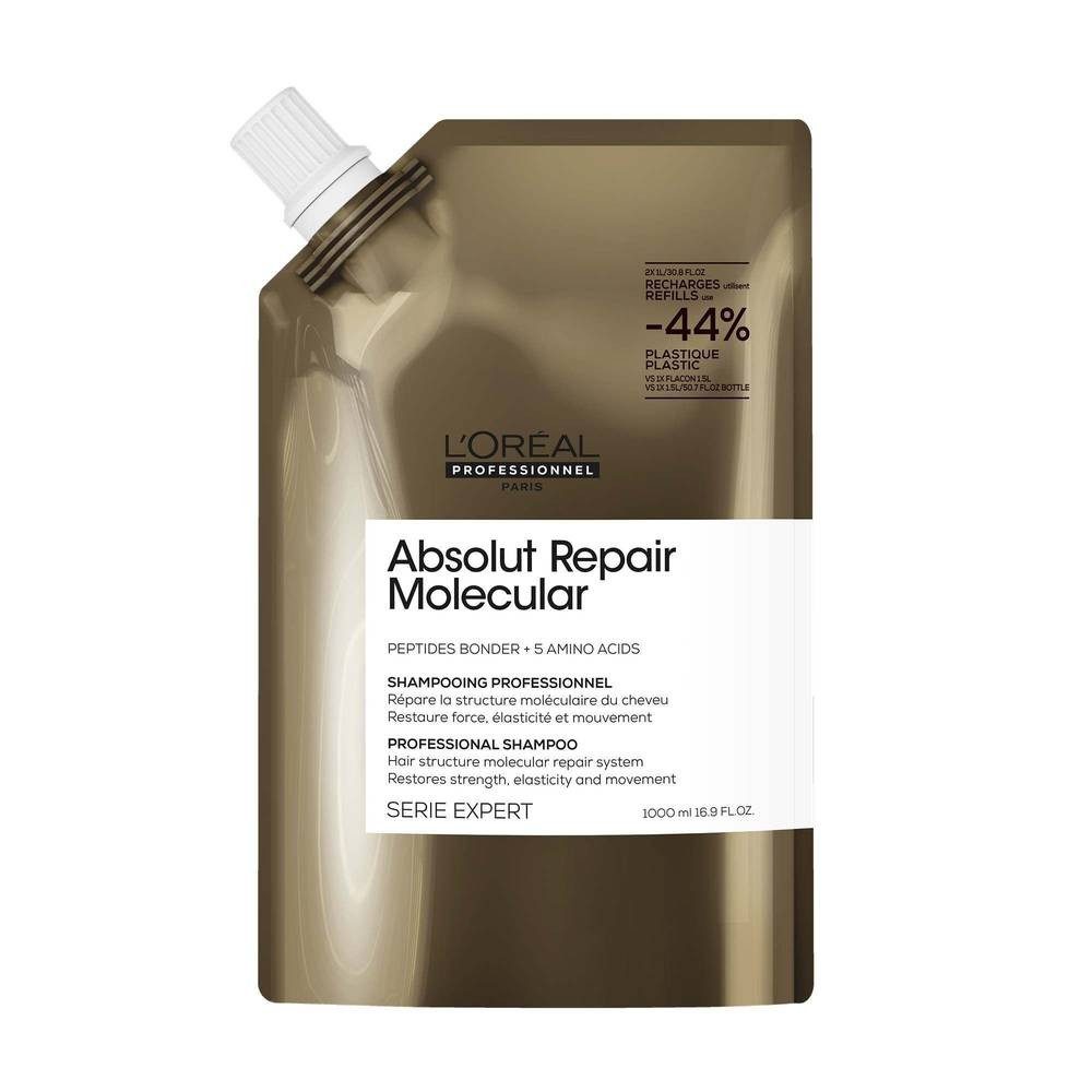 L'ORÉAL PROFESSIONNEL PARIS Haarshampoo L'Oréal Professionnel Absolut Repair Molecular Shampoo Refill 1000, 1-tlg., Reduziert Haarbruch sichtbar bereits nach wenigen Anwendungen