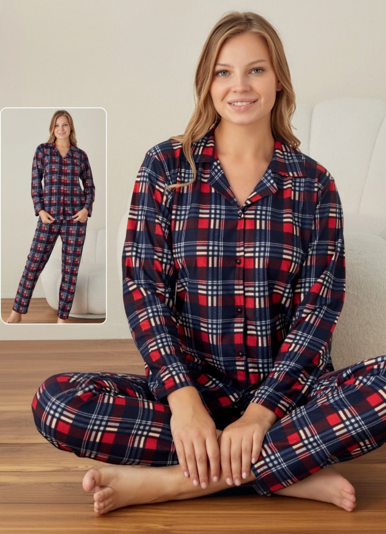 fashionshowcase Pyjama Damen Schlafanzug Set Baumwolle günstig online kaufen