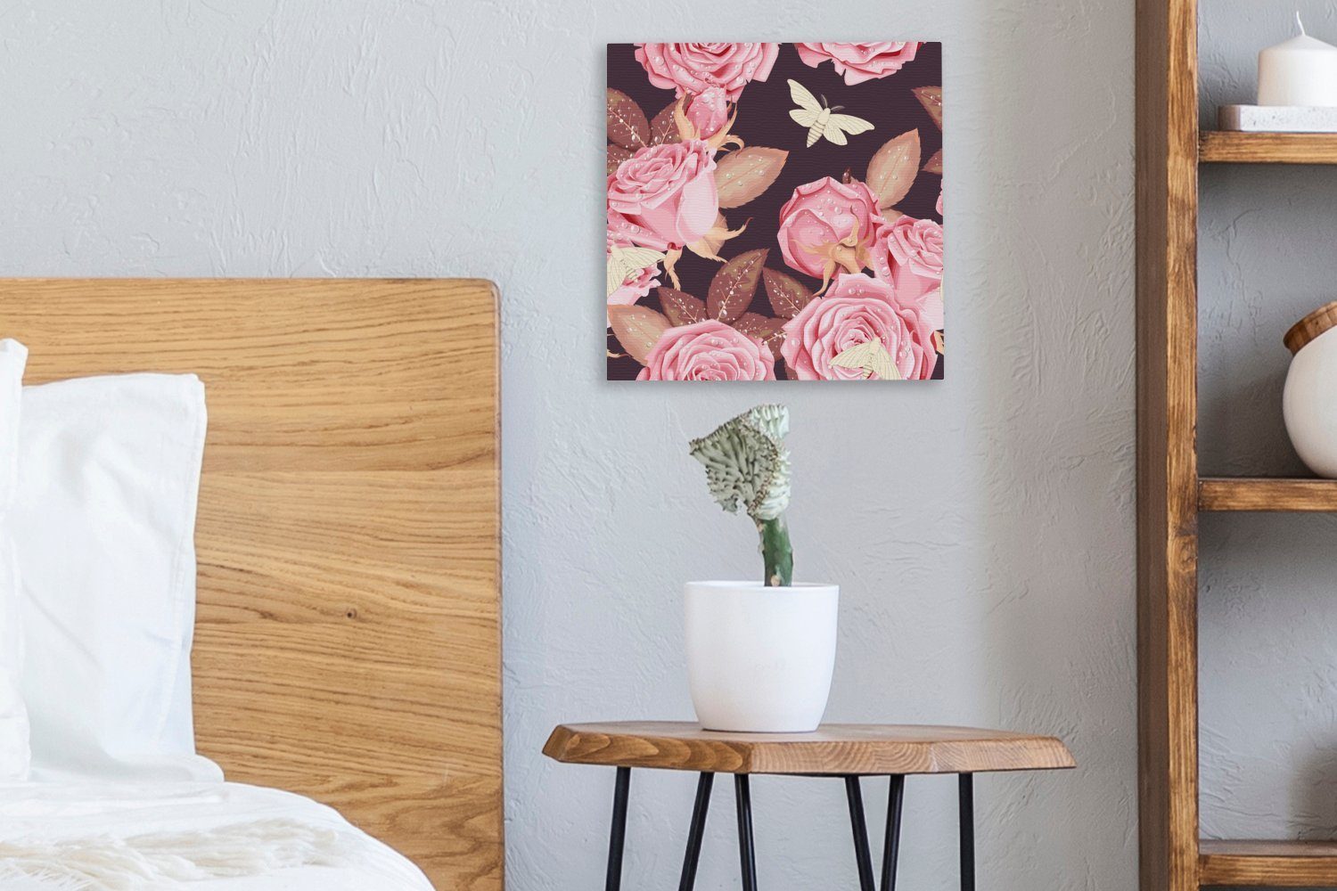 Rosa, St), Leinwandbild Rosen (1 Leinwand OneMillionCanvasses® Bilder Schlafzimmer - für - Wohnzimmer Blumen