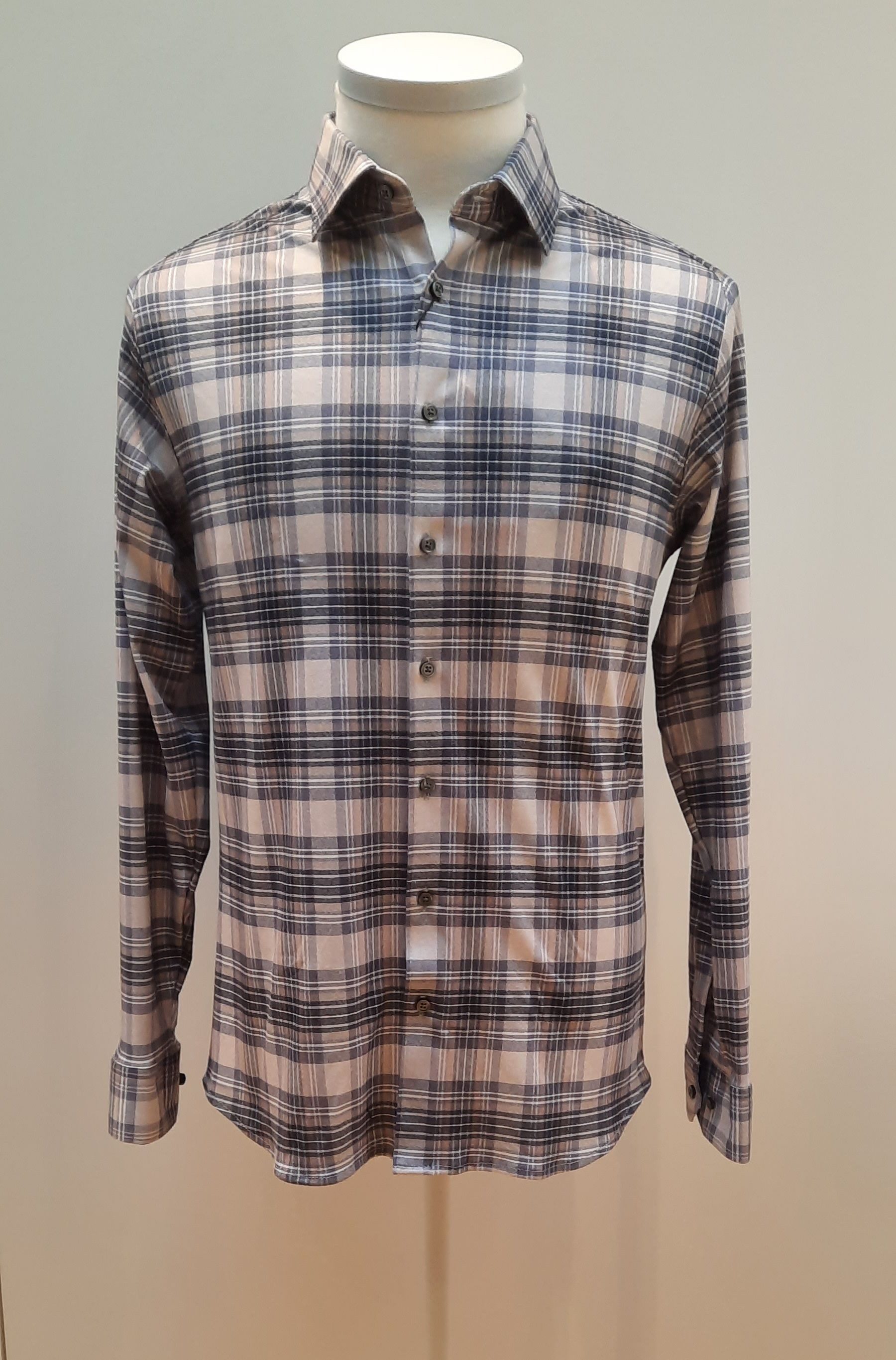 beige blue check