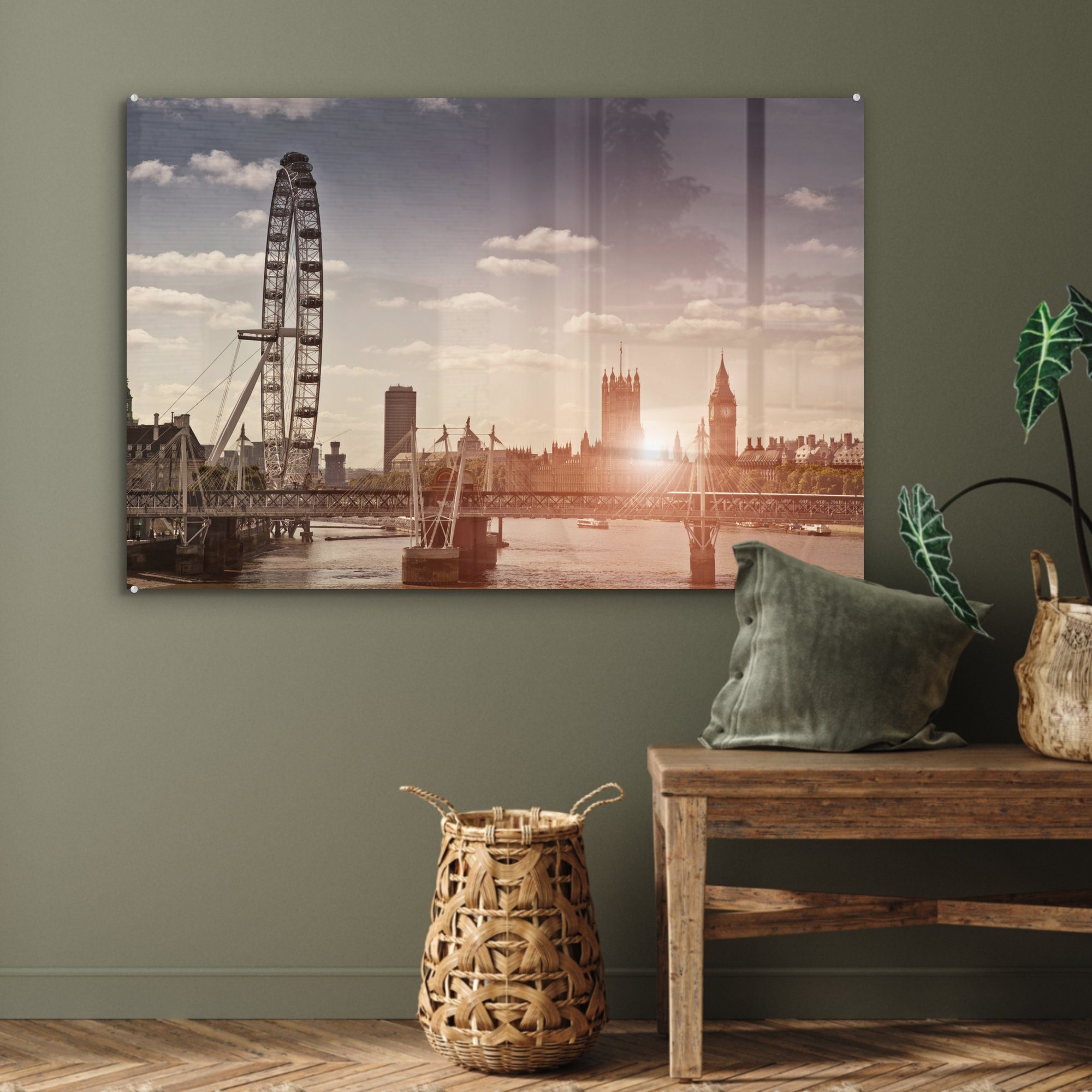 auf Eye & London Wohnzimmer MuchoWow Schlafzimmer St), in dem England, Sonnenuntergang (1 Acrylglasbilder Acrylglasbild