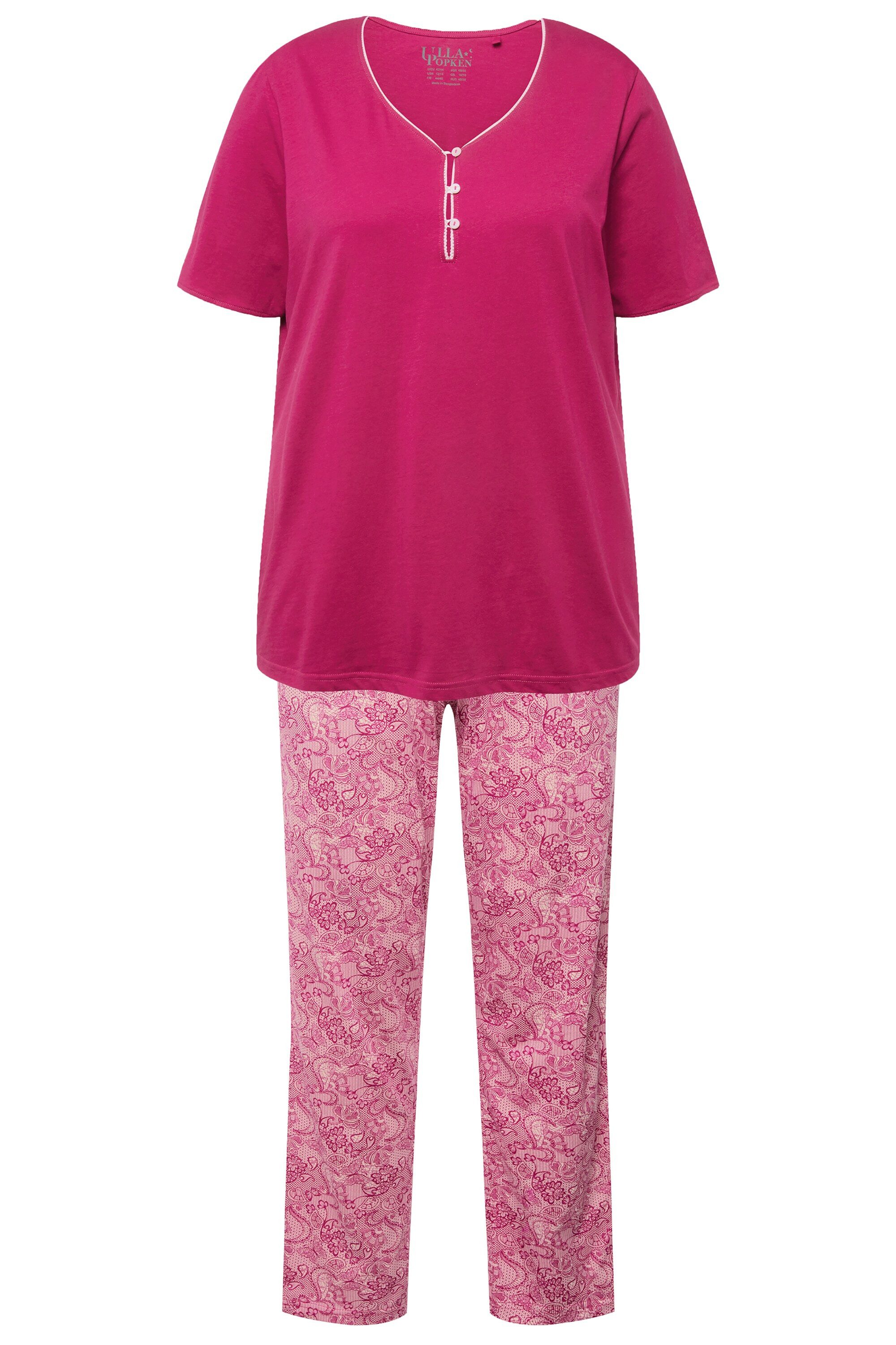 Ulla Popken Pyjama Pyjama Zierkante Spitzendruck günstig online kaufen