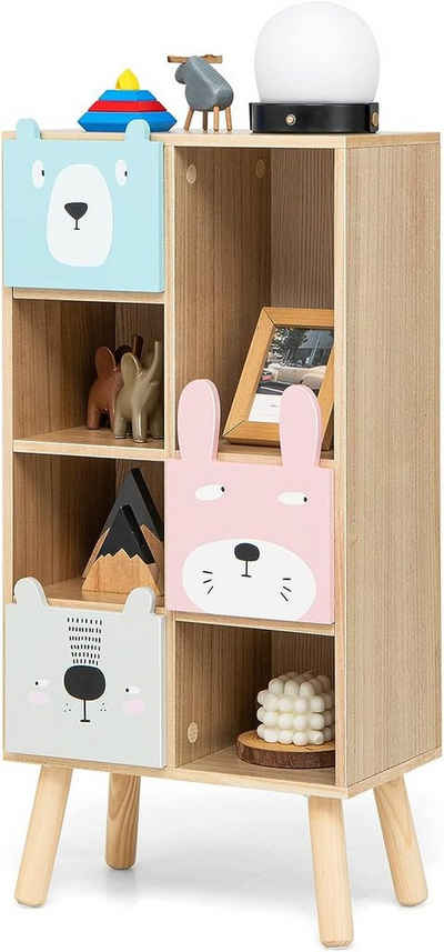 KOMFOTTEU Kinderregal Bücherregal, mit 3 Schubladen, 40 × 25 × 83 cm