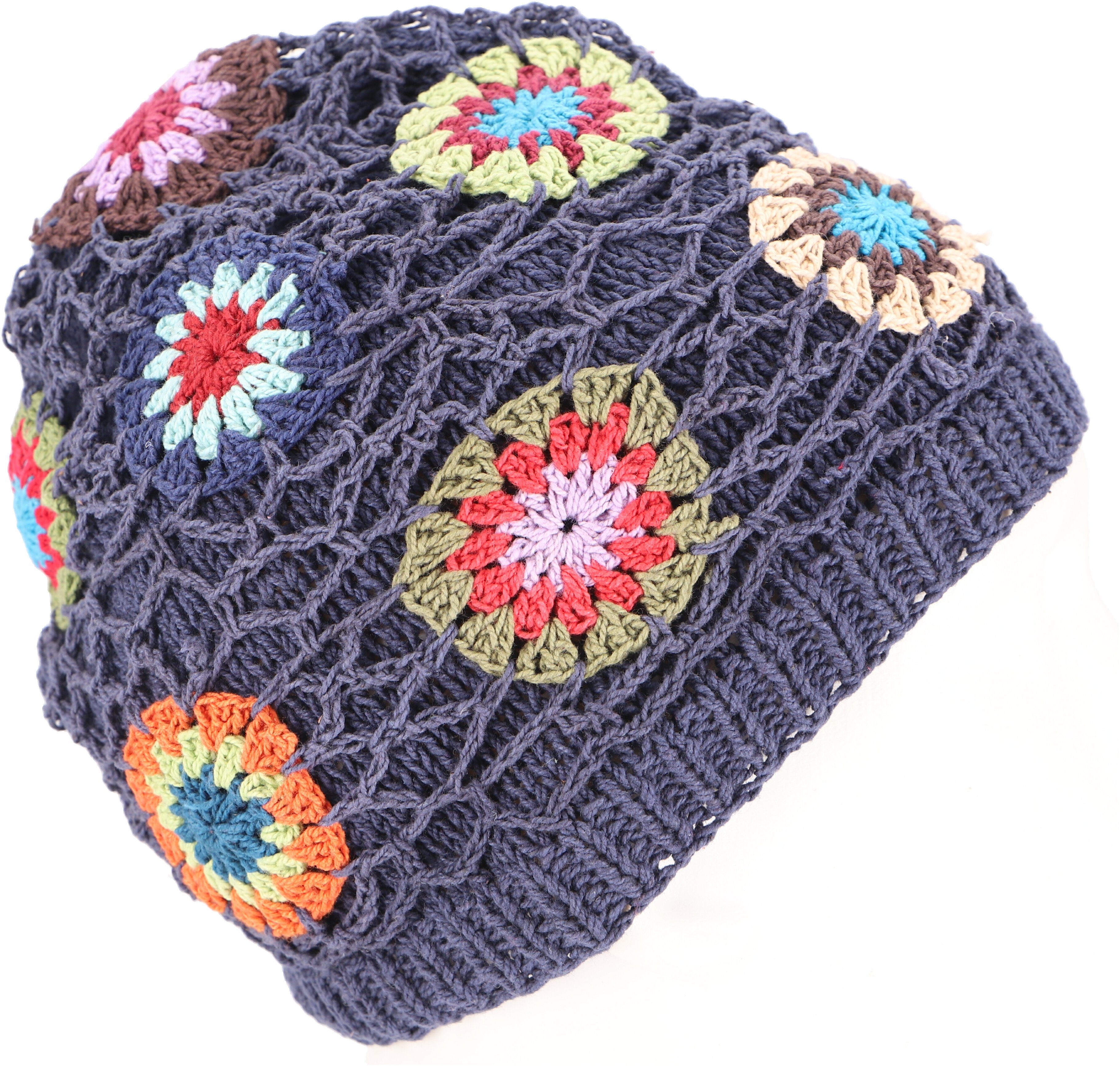 Guru-Shop Strickmütze Bunte Beanie, Baumwoll-Häkelmütze Granny günstig online kaufen