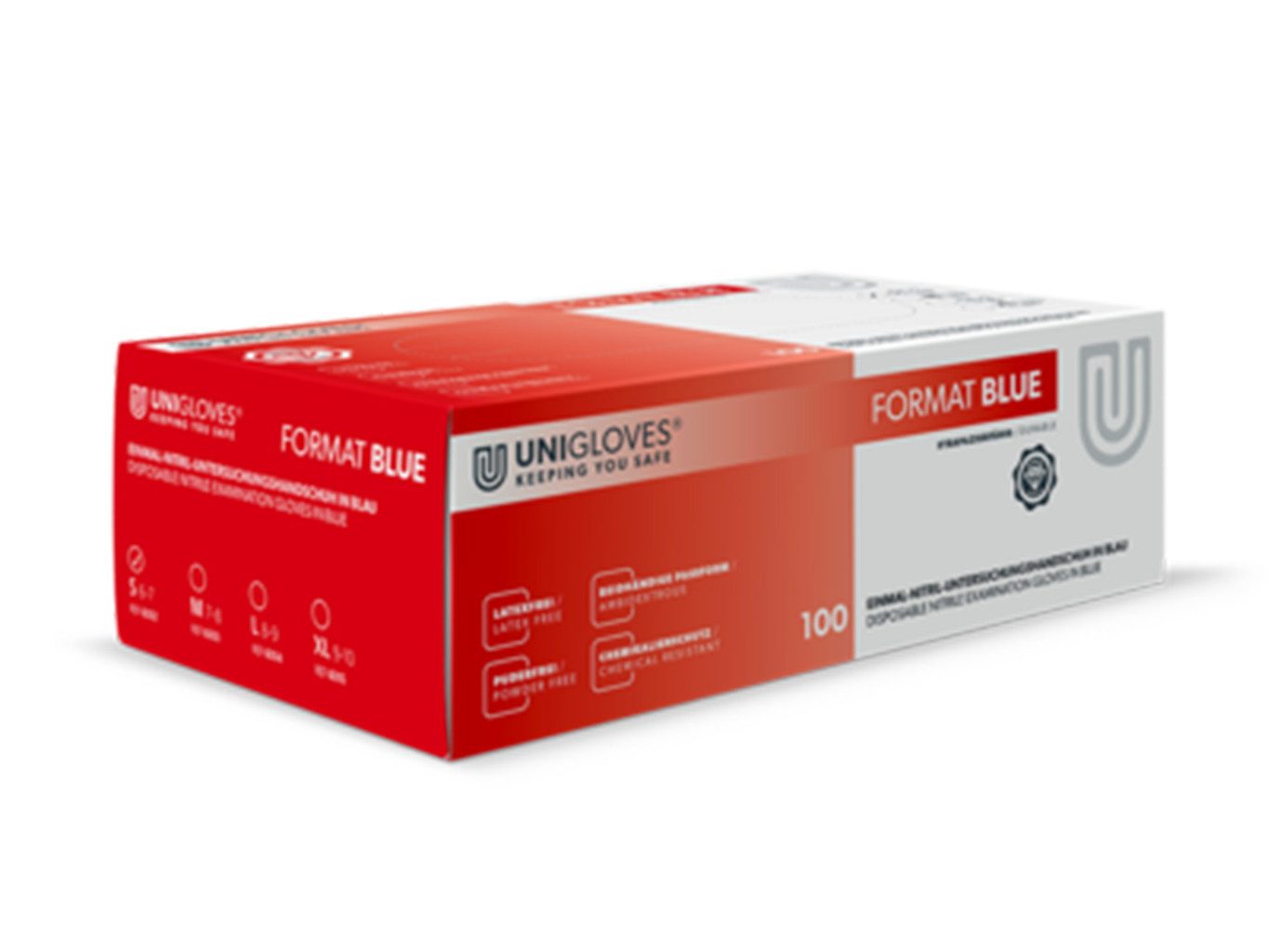 Unigloves® Nitril-Handschuhe Format Blue 300 (Packung, 50-St) Gr. S (6-7)