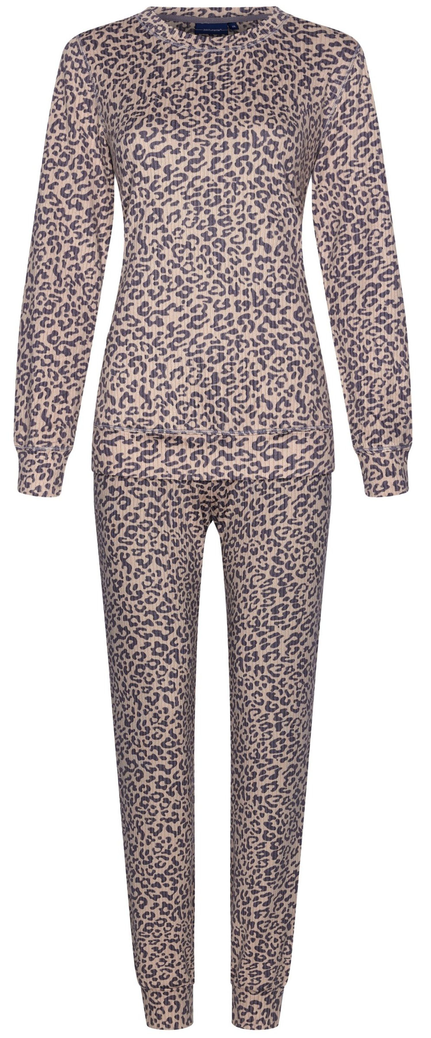 Pastunette Schlafanzug Damen Pyjama Animal Print (2 tlg) Leo günstig online kaufen