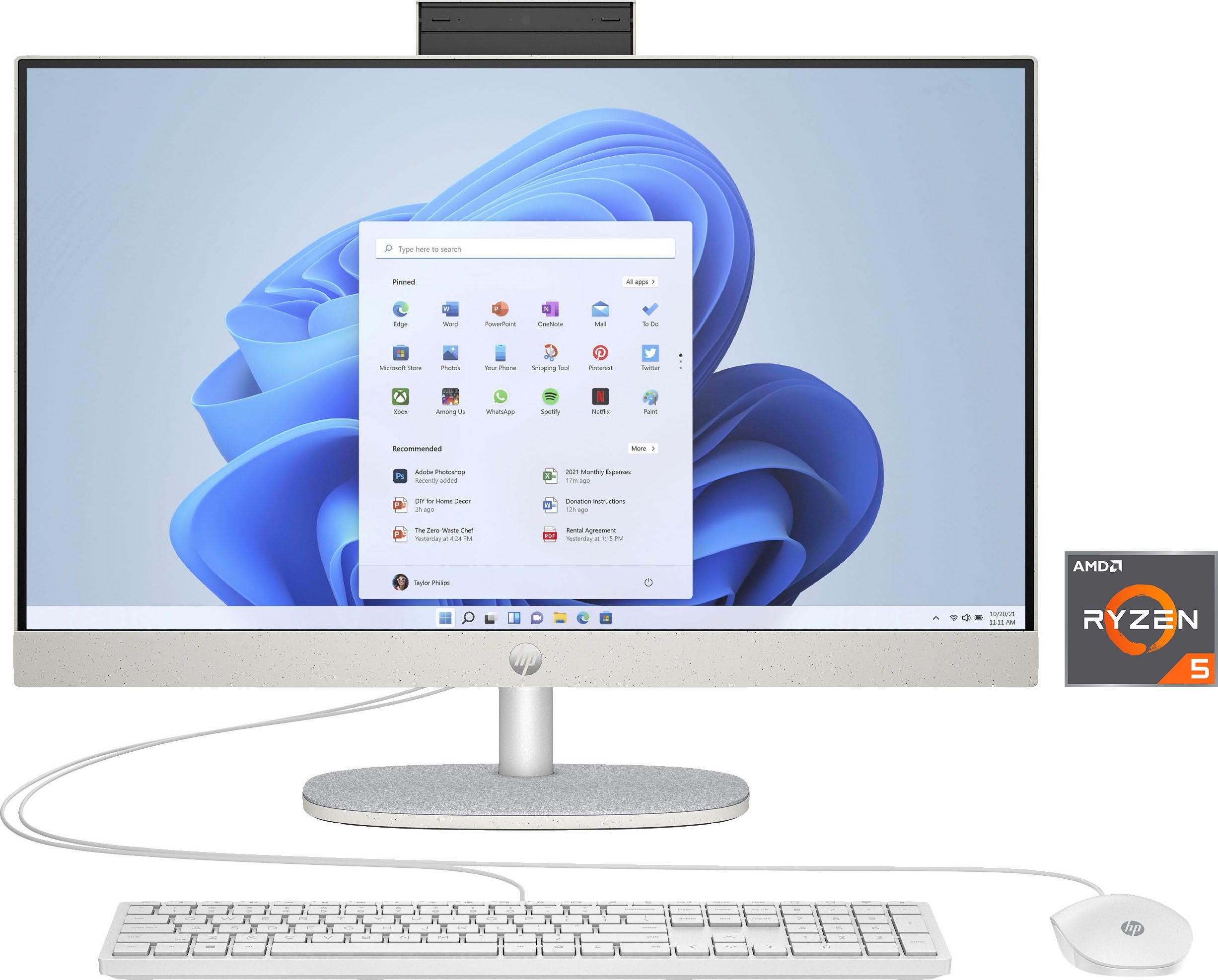 HP 24-cr0006ng All-in-One PC (23,8 Zoll, AMD Ryzen 5 7520U, Radeon Graphics, 16 GB RAM, 512 GB SSD)