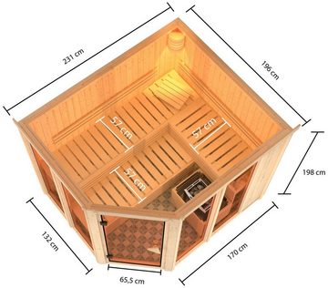 Karibu Sauna Anike 3, BxTxH: 231 x 196 x 198 cm, 68 mm, (Set) ohne Ofen