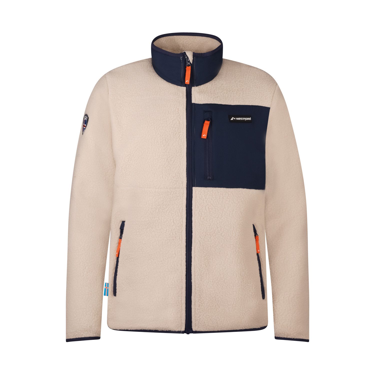 Beige/Marineblau/Orange