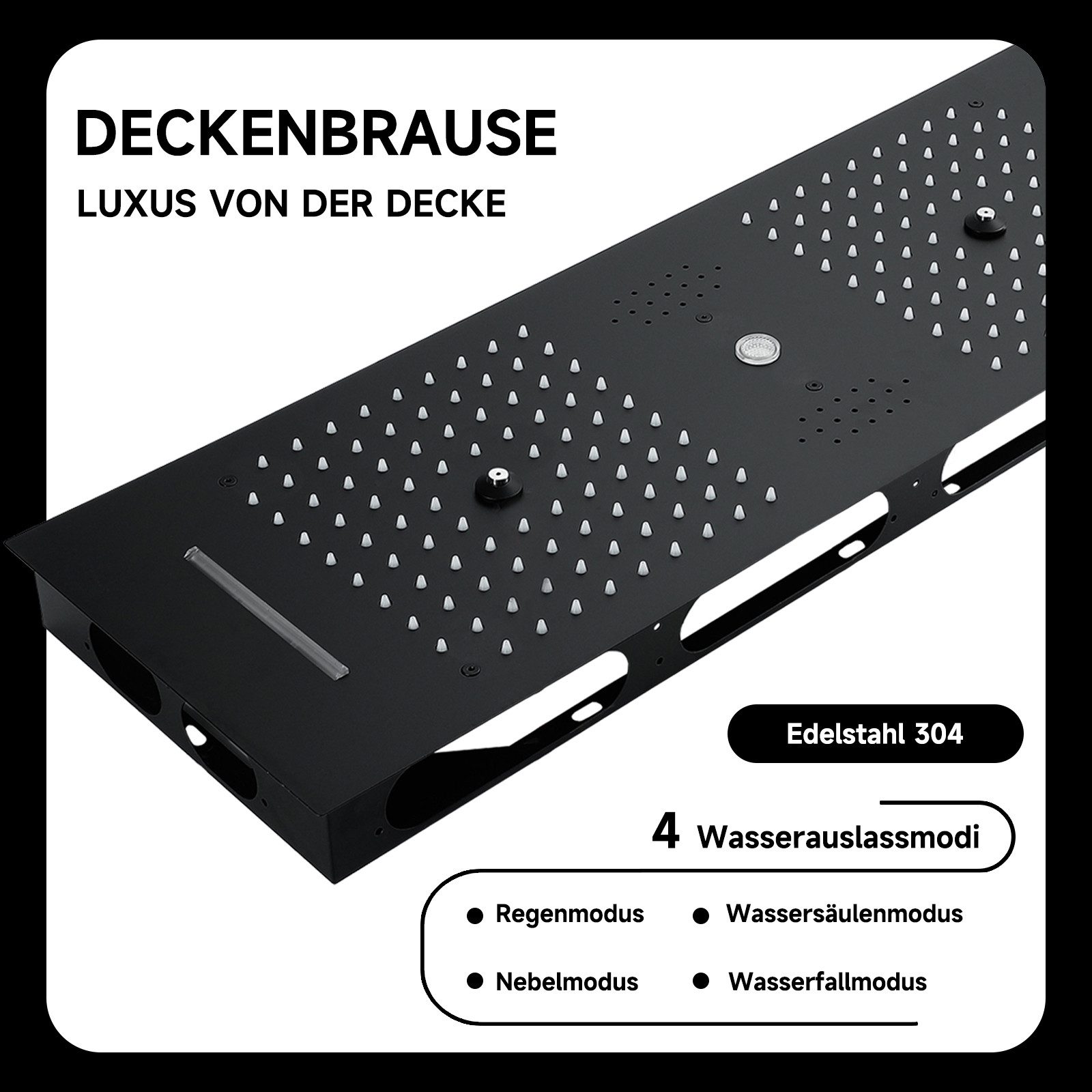 Oihpaw Duschsystem 900 x 300 mm 4 Funktions LED Musik Duschkopf, Ganzkörper Duschsystem, 4 Strahlart(en), Thermostatisches Duschventil mit 6 Funktionen – Bild 4 von 5