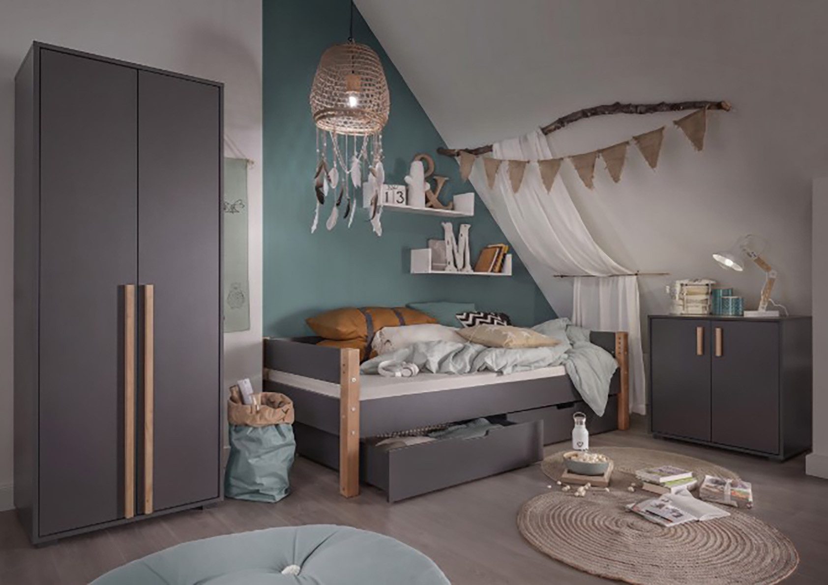 Wohnglücklich Kinderkleiderschrank Fantasycolor
