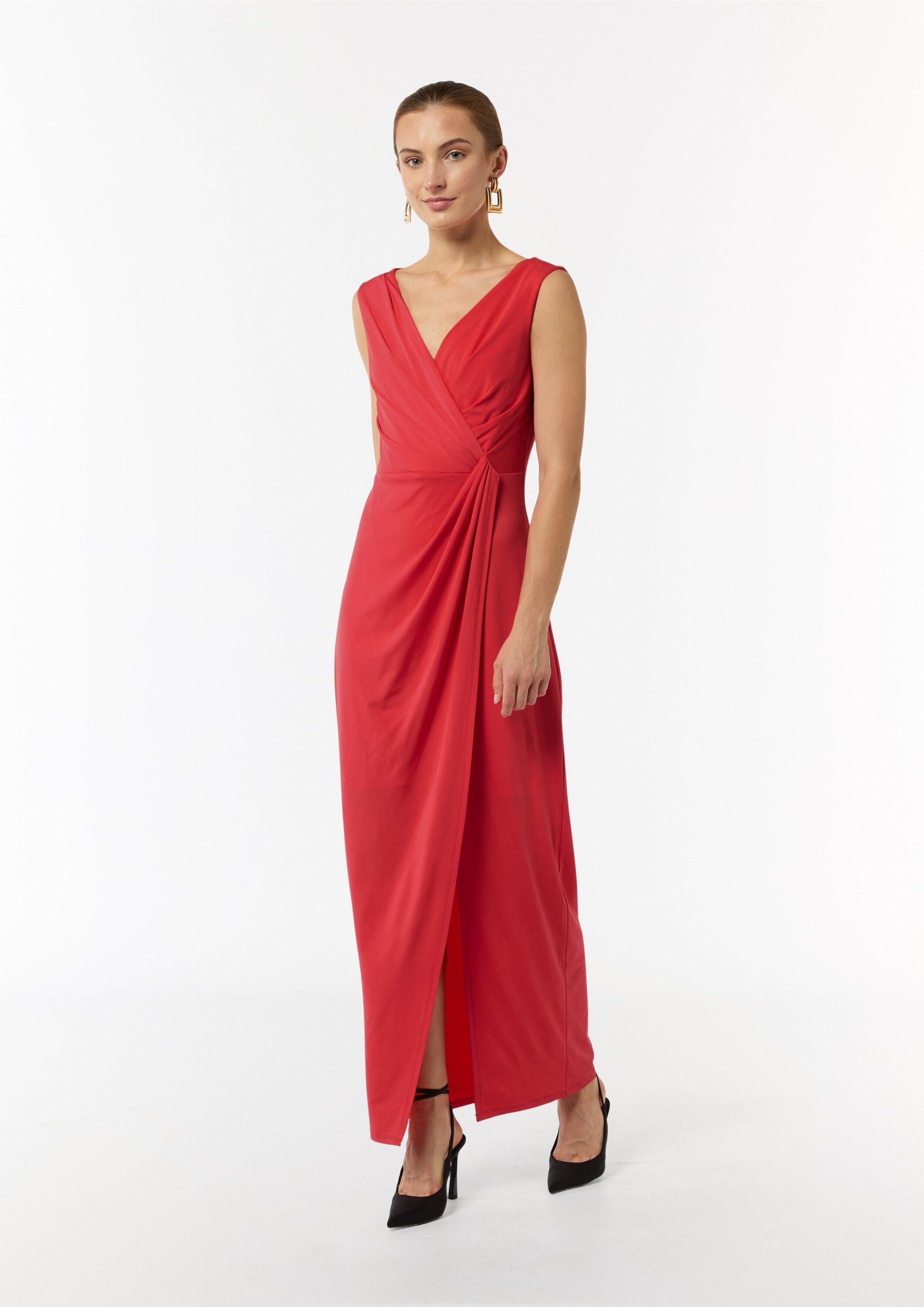 comma Maxikleid Kleid Maxi-Kleid mit Crêpestruktur
