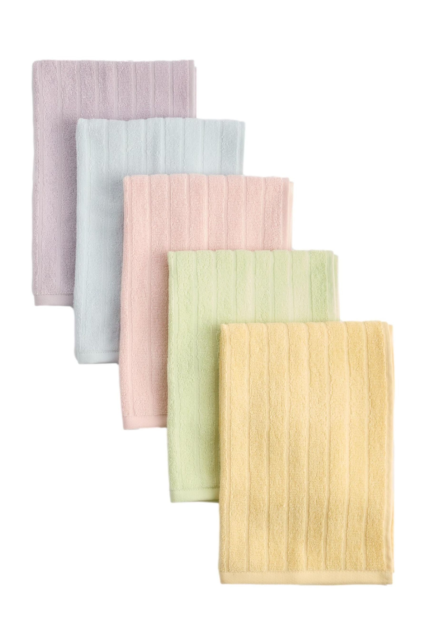 Next Geschirrtuch 5er-Set Geschirrtücher aus Frottee, Pastell, (5-tlg), Geschirrhandtuch