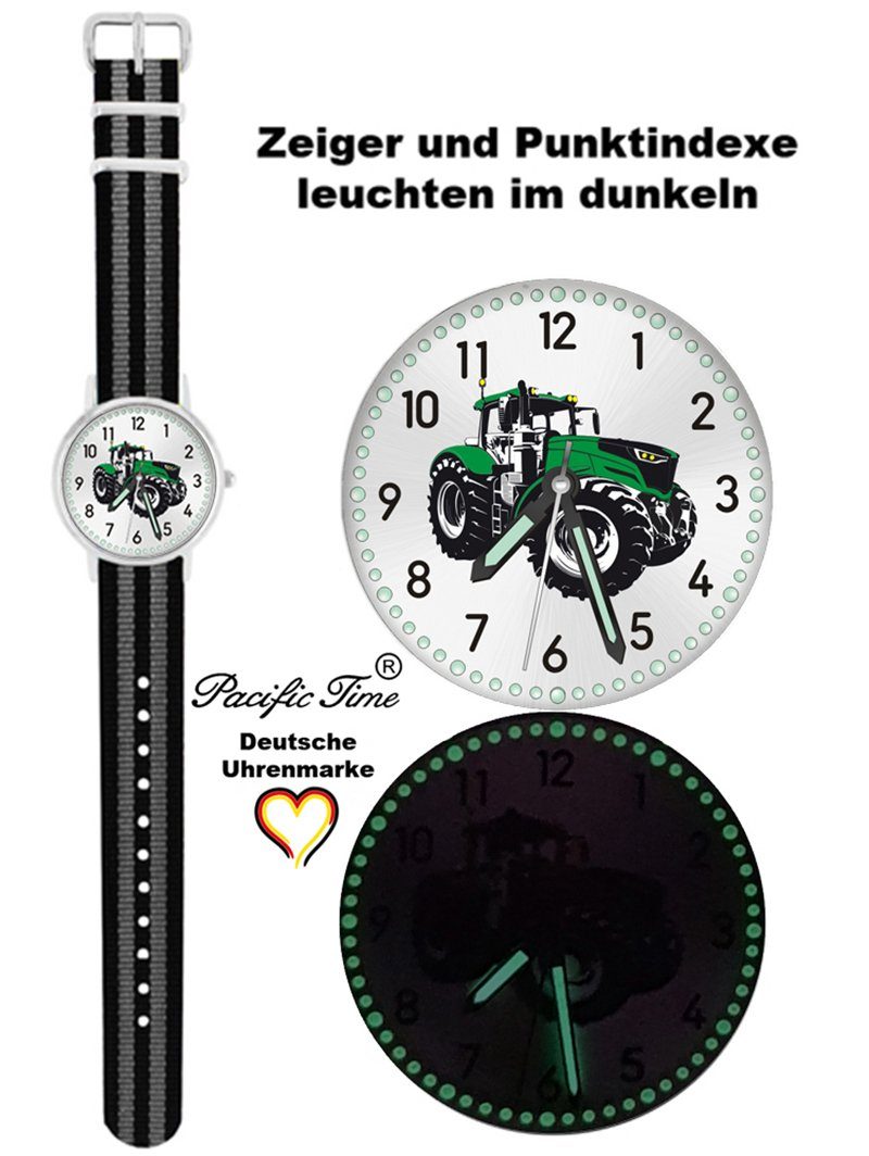 Pacific Time Quarzuhr schwarz grau Mix - Wechselarmband, Design und Kinder Versand Traktor Gratis grün Match Armbanduhr