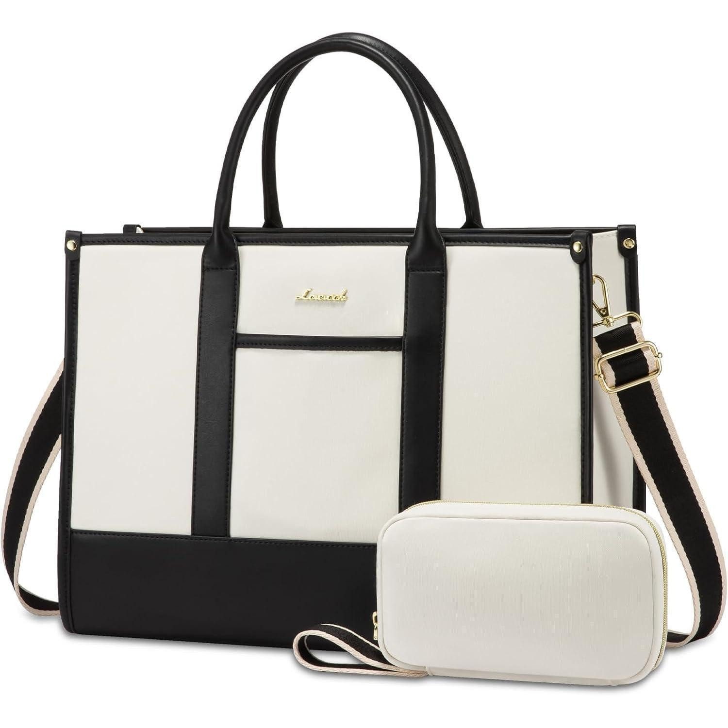 Laptoptasche Laptoptasche Damen Wasserdicht Business Büro 15,6 Zoll Beige+schwarz