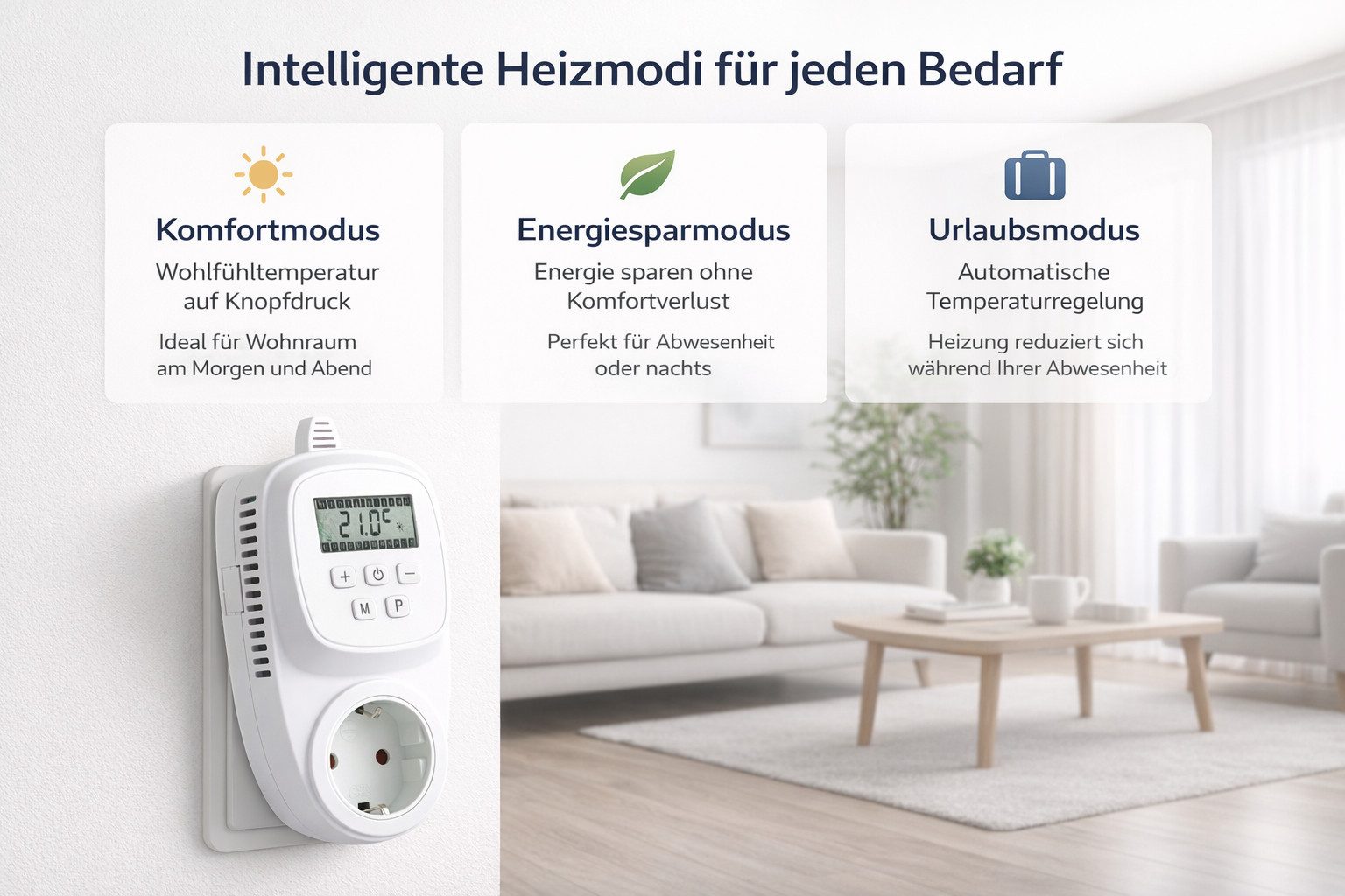 VIESTA Heizkörperthermostat TH12 Steckdosenthermostat Programmierbar 7