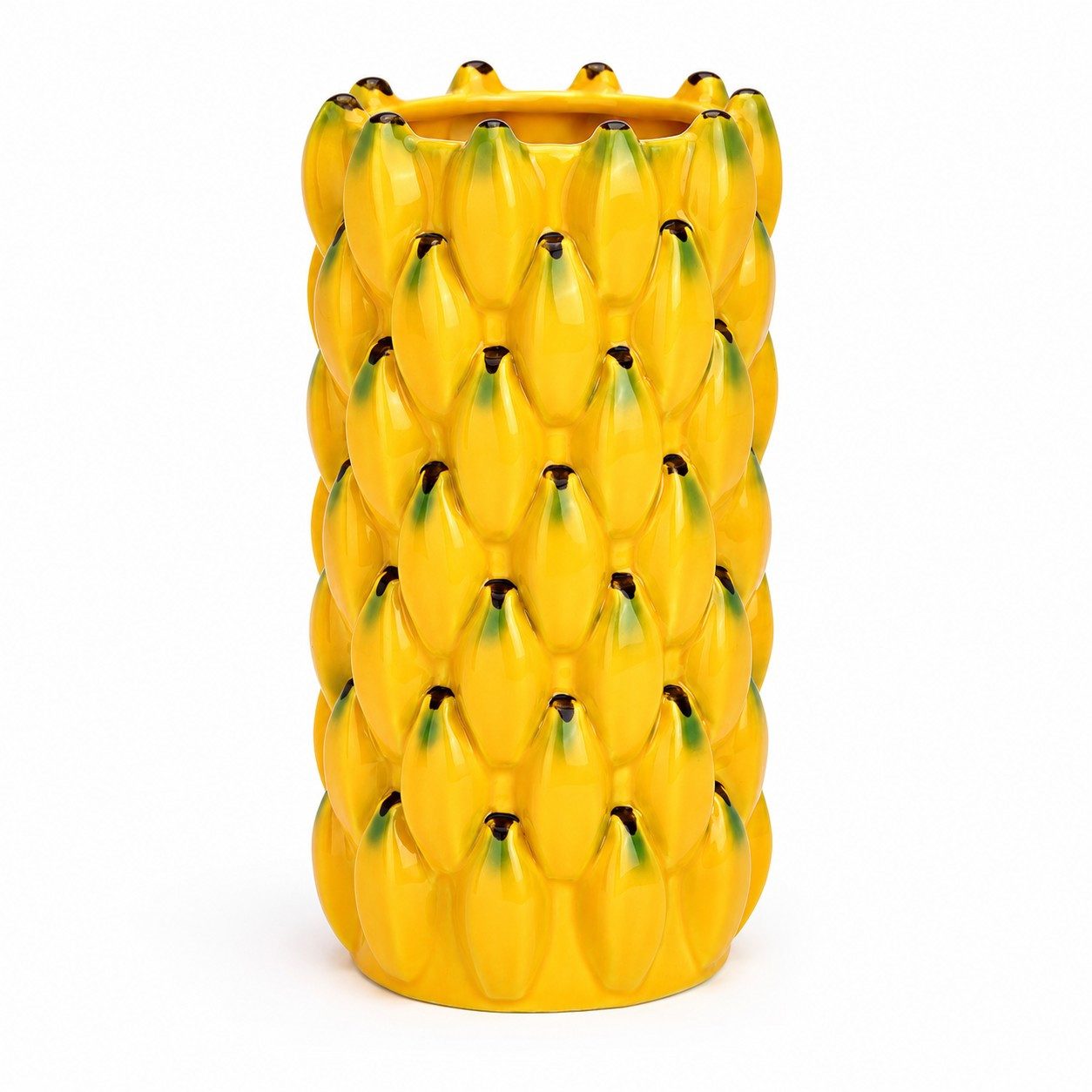 Wurm Dekovase Keramikvase Bananen Design 22 cm Gelb Blumenvase Dekovase