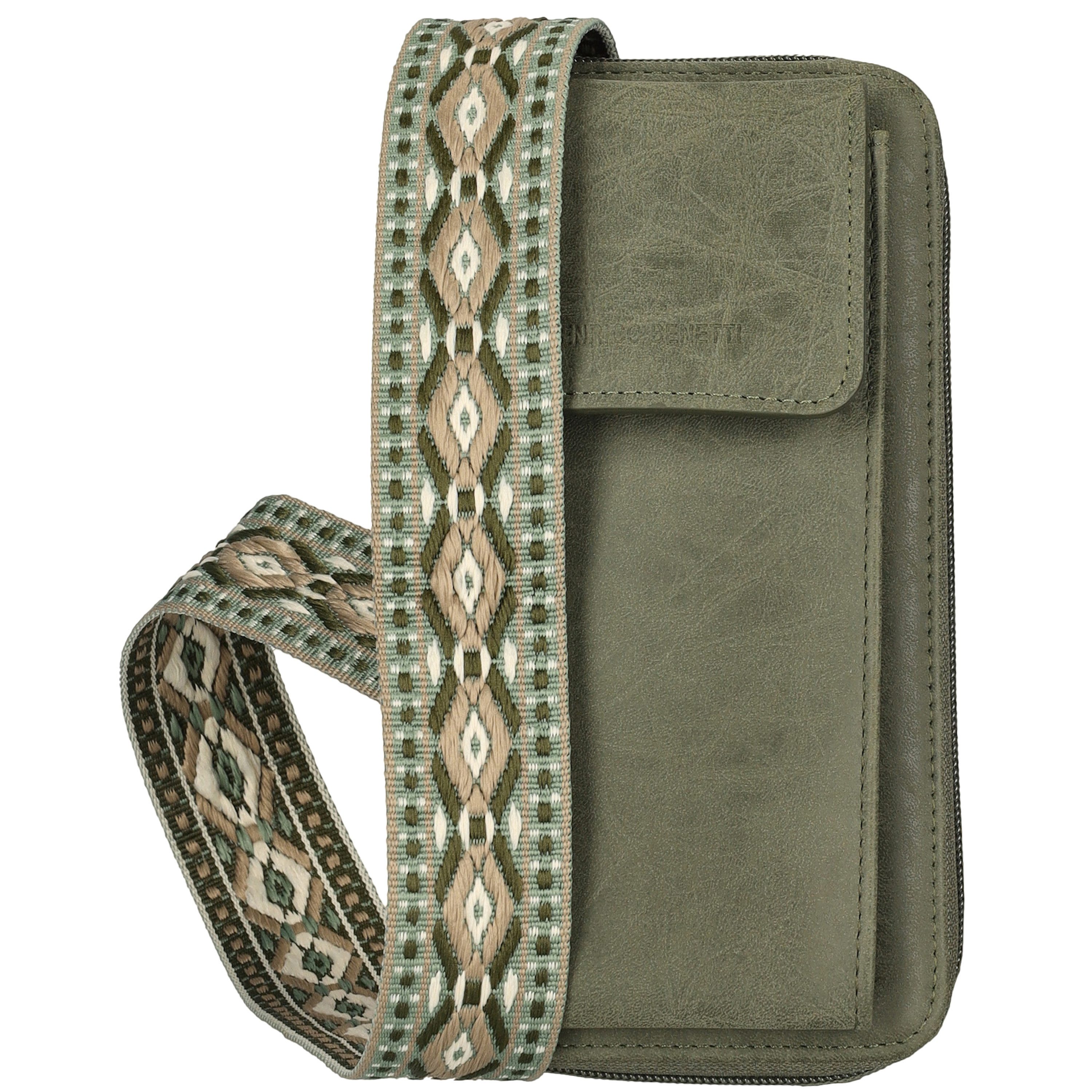 Enrico Benetti Handytasche Kleine Umhängetasche Damen - mit Geldbörse (2in1 Crossbody Tasche, 1-tlg., zum umhängen), kompatibel mit Apple iPhone 13, 14, 15, 16 Pro, Pro Max, Plus