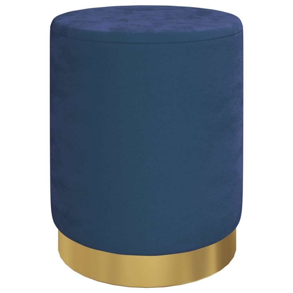 vidaXL Hocker Runder Aufbewahrungshocker Blau Samt günstig online kaufen