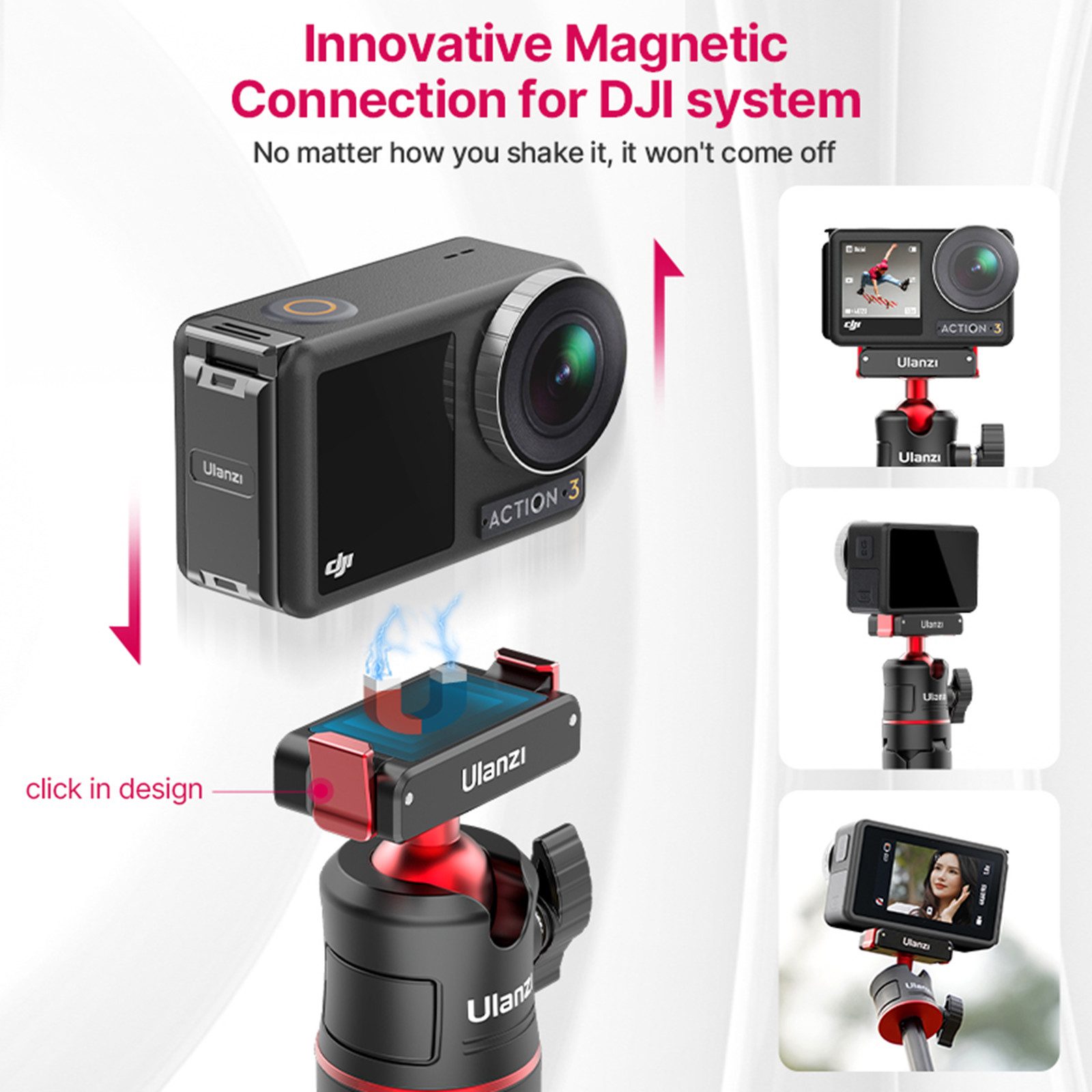 ULANZI MT-50 Ausziehbares Magnetstativ für DJI OSMO Action 3 4 Dreibeinstativ