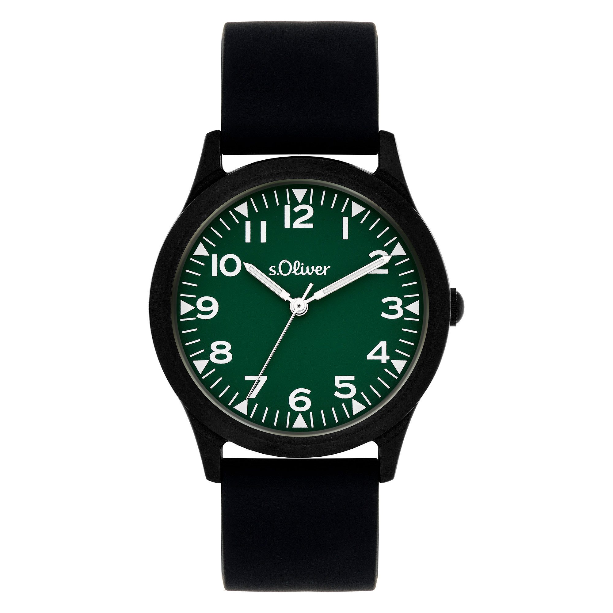 s.Oliver Quarzuhr The Black Rush SO-4525-PQ, Armbanduhr, Silikonarmband, Kinderuhr, Junge, analog