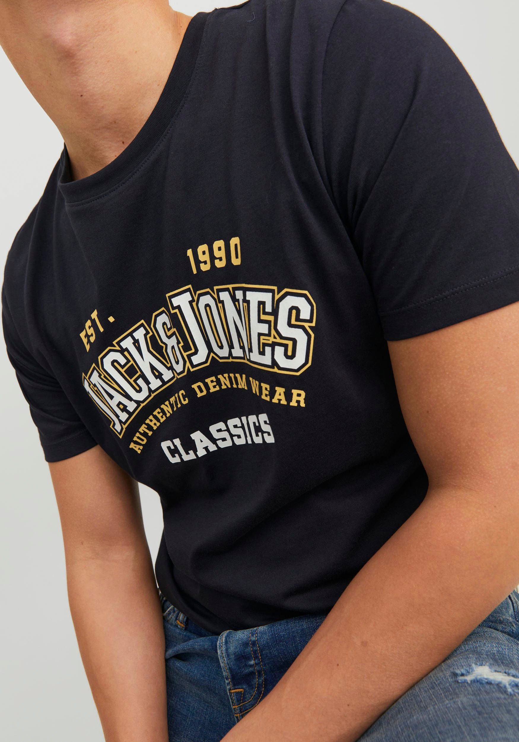 AW23 Jones JJELOGO O-NECK & TEE SN SS Rundhalsshirt Dark COL Jack 2 Navy