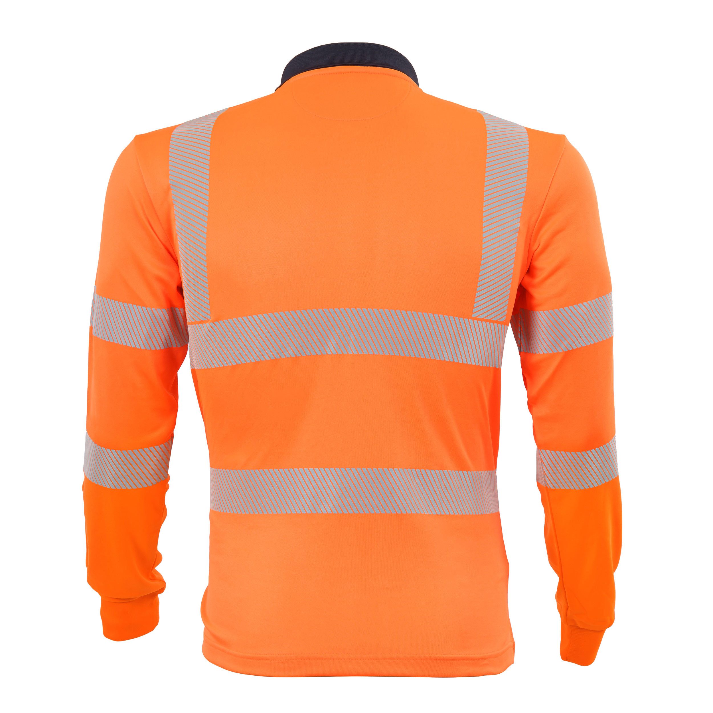 Qualitex Workwear Warnschutz-Shirt signalfarben Polo-Longsleeve aus Lyocell - UV-Schutz & Zertifizierung (1-tlg) reflektierendes Langarm-Shirt, Warnschutz-Arbeitsshirt, Atmungsaktiv