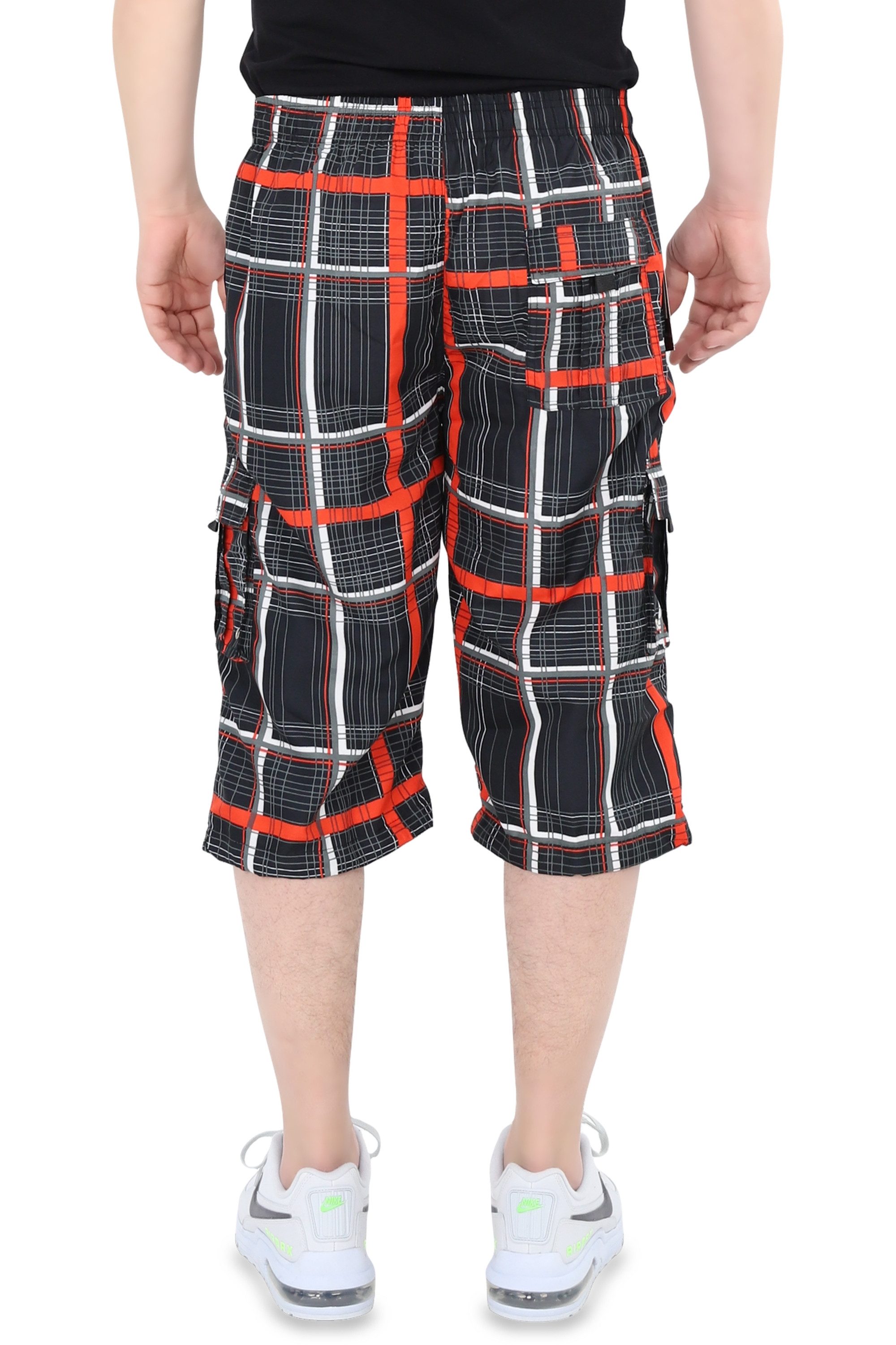 Ben Creek Cargobermudas QL05 3/4 Capri mit Multitaschen, kurze karierte Funktionshose Outdoorhose