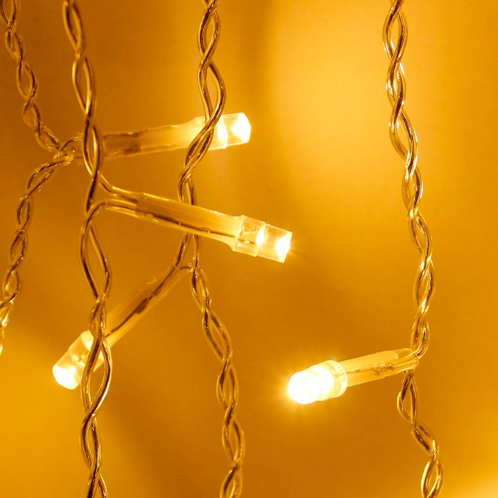 MUPOO Lichterkette LED-Lichterkette 96/216LED 3.5/5M, LED-Vorhang-Lichterkette Lichtervorhang Sterne,IP44, LED Modi Blau,Warmweiß,Mehrfarbig,Länge 8