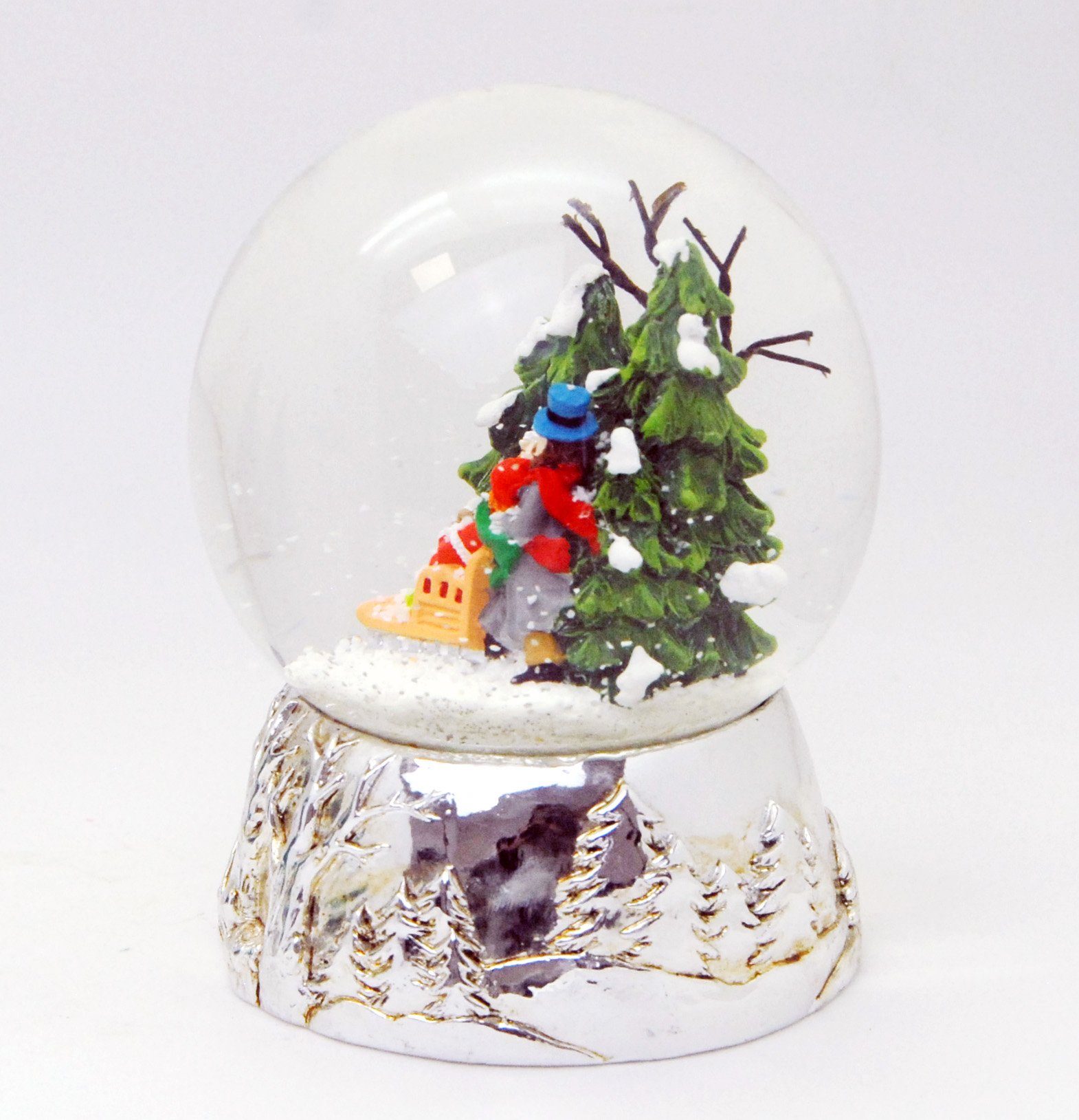 MINIUM-Collection Schneekugel Familienspaziergang Landschaft Sockel cm mit Silber Spieluhr 10