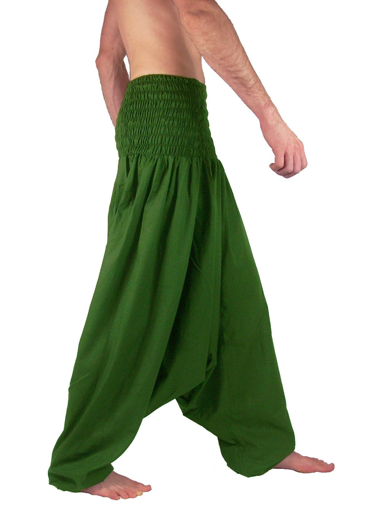 Leucht-Welten Haremshose Extragroße Haremshose XXL Aladinhose für Damen und Herren Grün Pumphose aus Baumwolle