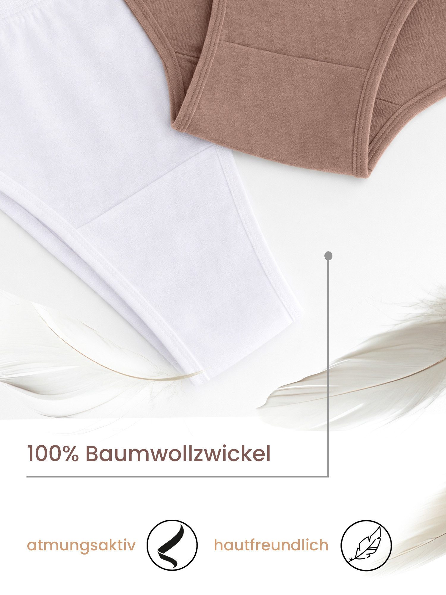 Yenita® Bikinislip Damen Slips mit elastischem Logobund (3-St) in angenehmer Baumwoll-Stretchqualität