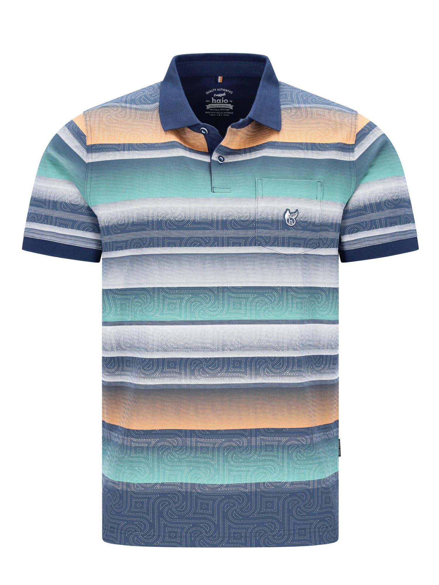 Hajo Poloshirt Feinpikee-Poloshirt mit Alloverdruck in stay fresh-Qualität