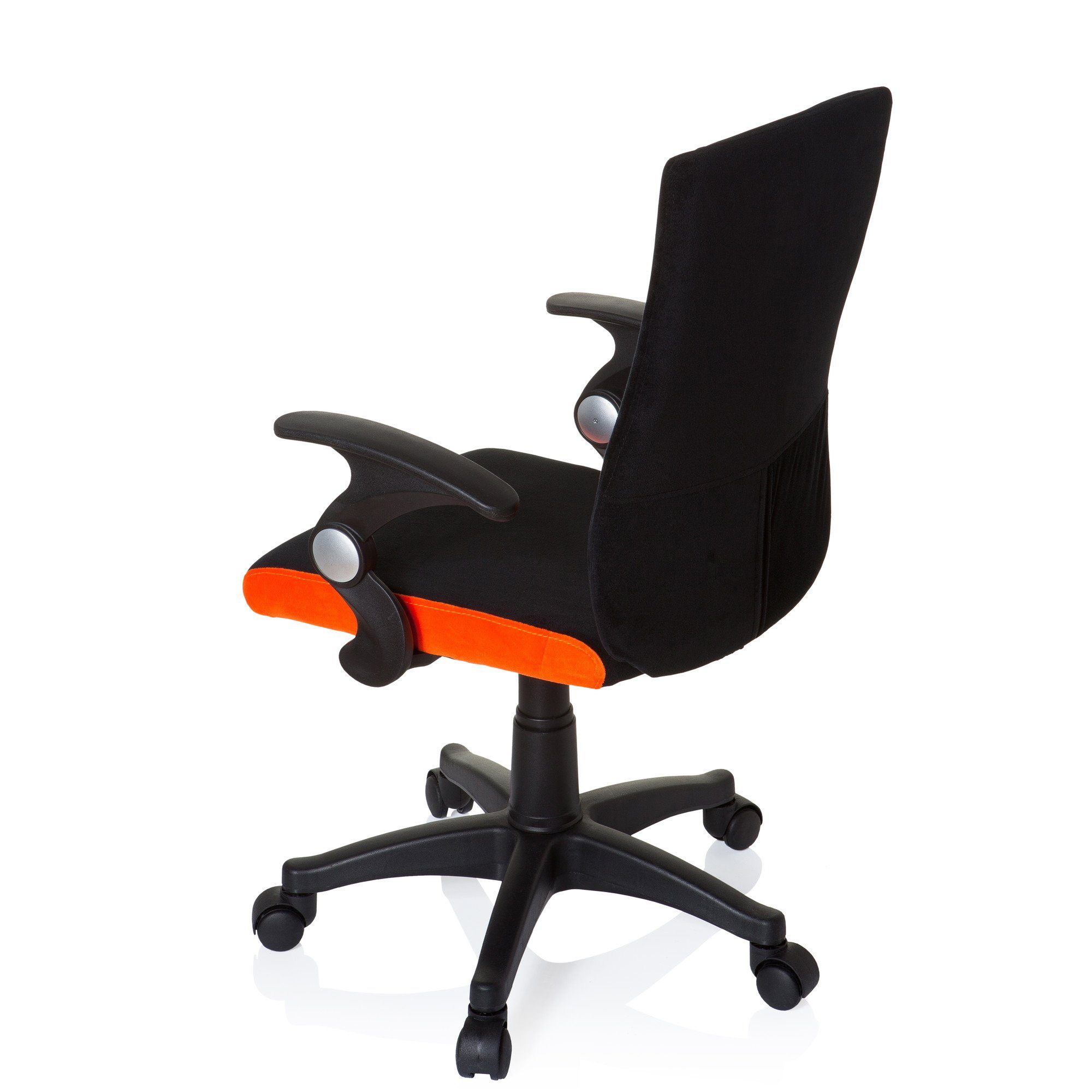 OFFICE mit PRO (1 mitwachsend, KIDDY Stoff St), hjh Drehstuhl Schwarz/Orange Armlehnen AL ergonomisch Kinderdrehstuhl