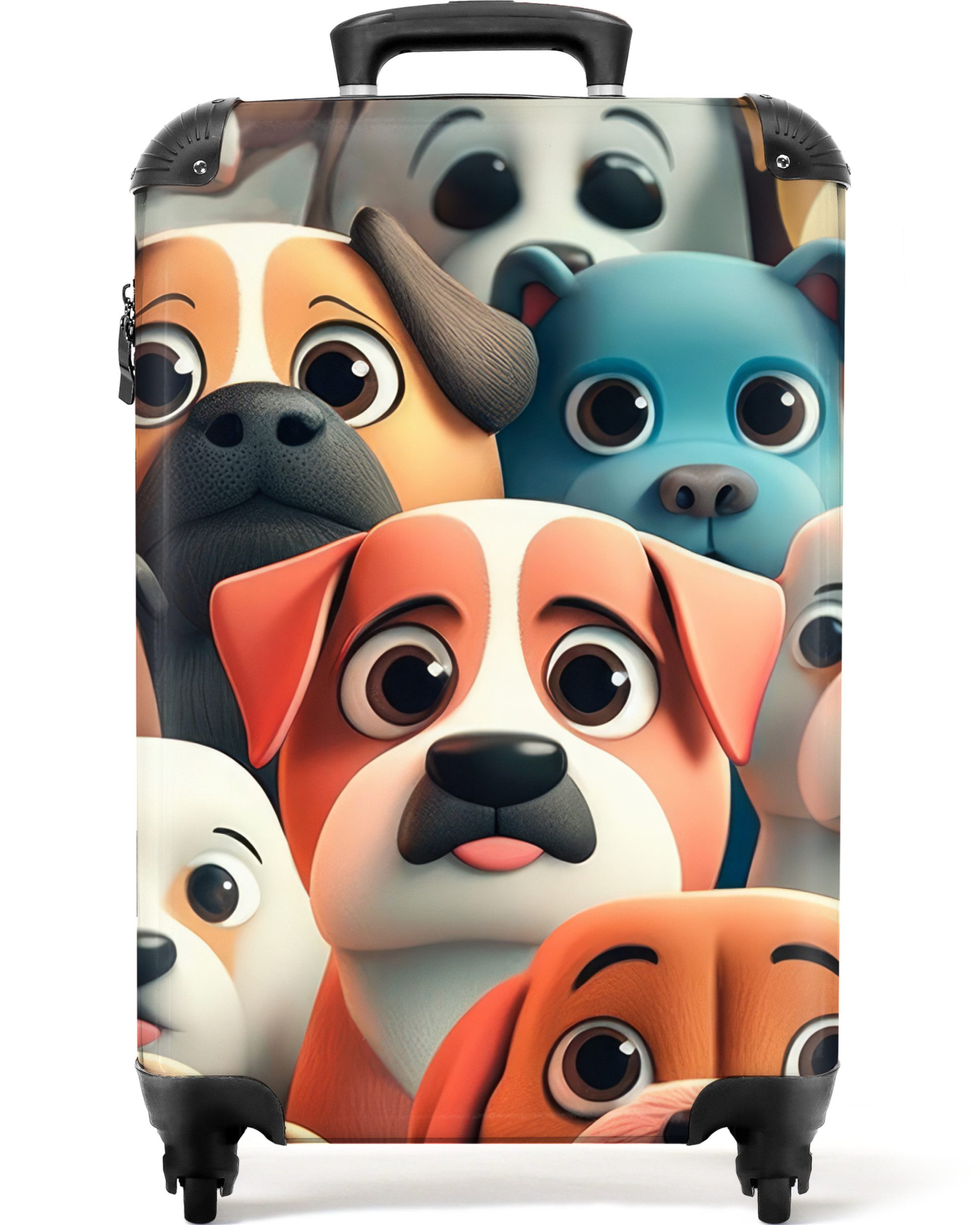 Kinderkoffer Hund - Tiere - Muster - Braun - Mädchen - Jungen 55x35x20cm