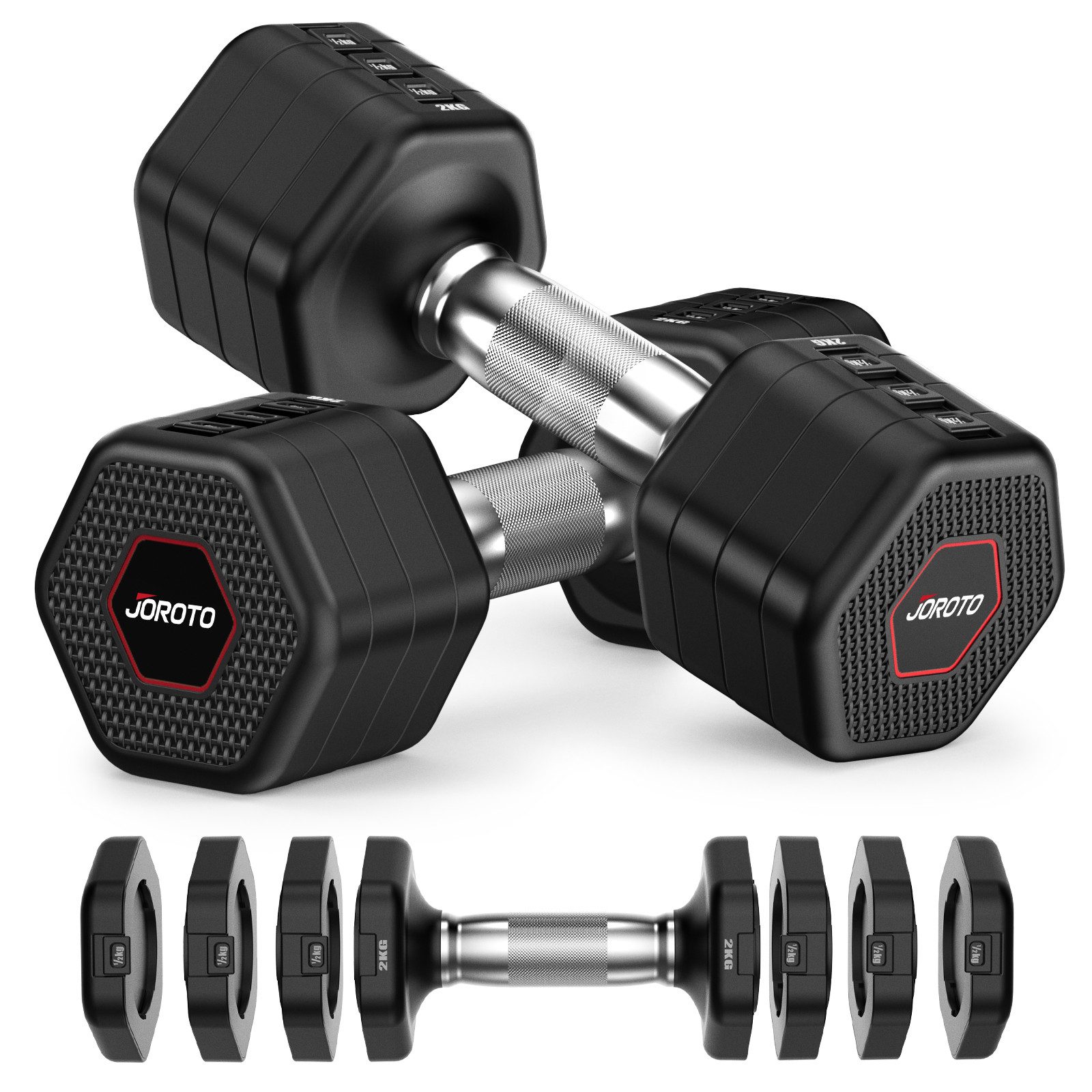 JOROTO Hantelbank JOROTO Hantelset, 4-in-1 verstellbares zweiteiliges Hantelset, 2-5 kg