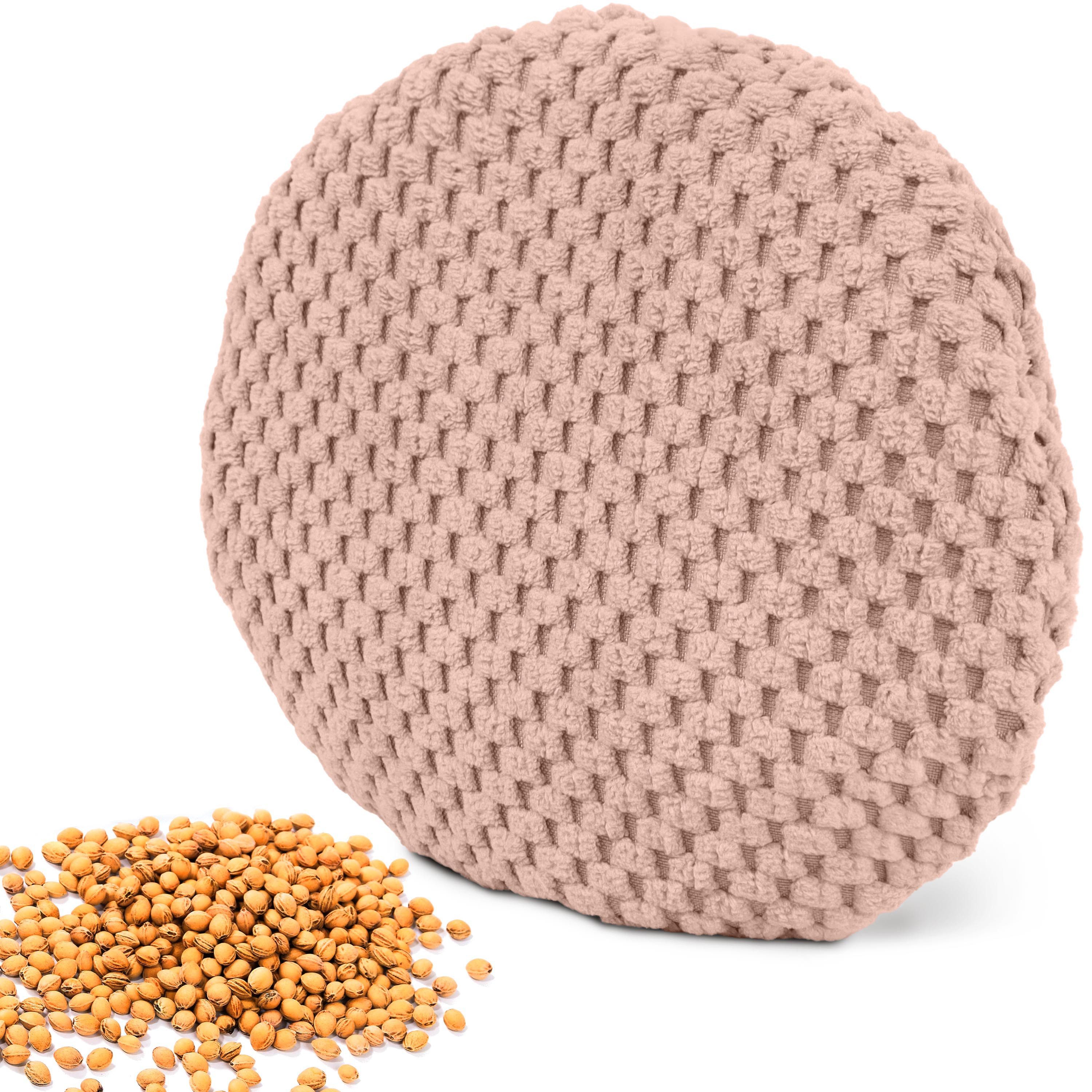 Amilian Kirschkernkissen rund Ø16 cm - Wärmekissen Mikrowelle & Kältekissen - Körnerkissen, Mikrowellenkissen, für Nacken, Schulter, Bauch, Hände, punktuelle Wärme - mikrowellengeeignet